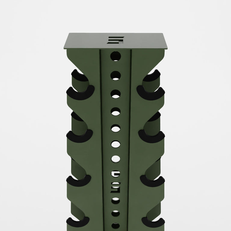 military green bravo 5-tier vertical dumbbell storage rack top