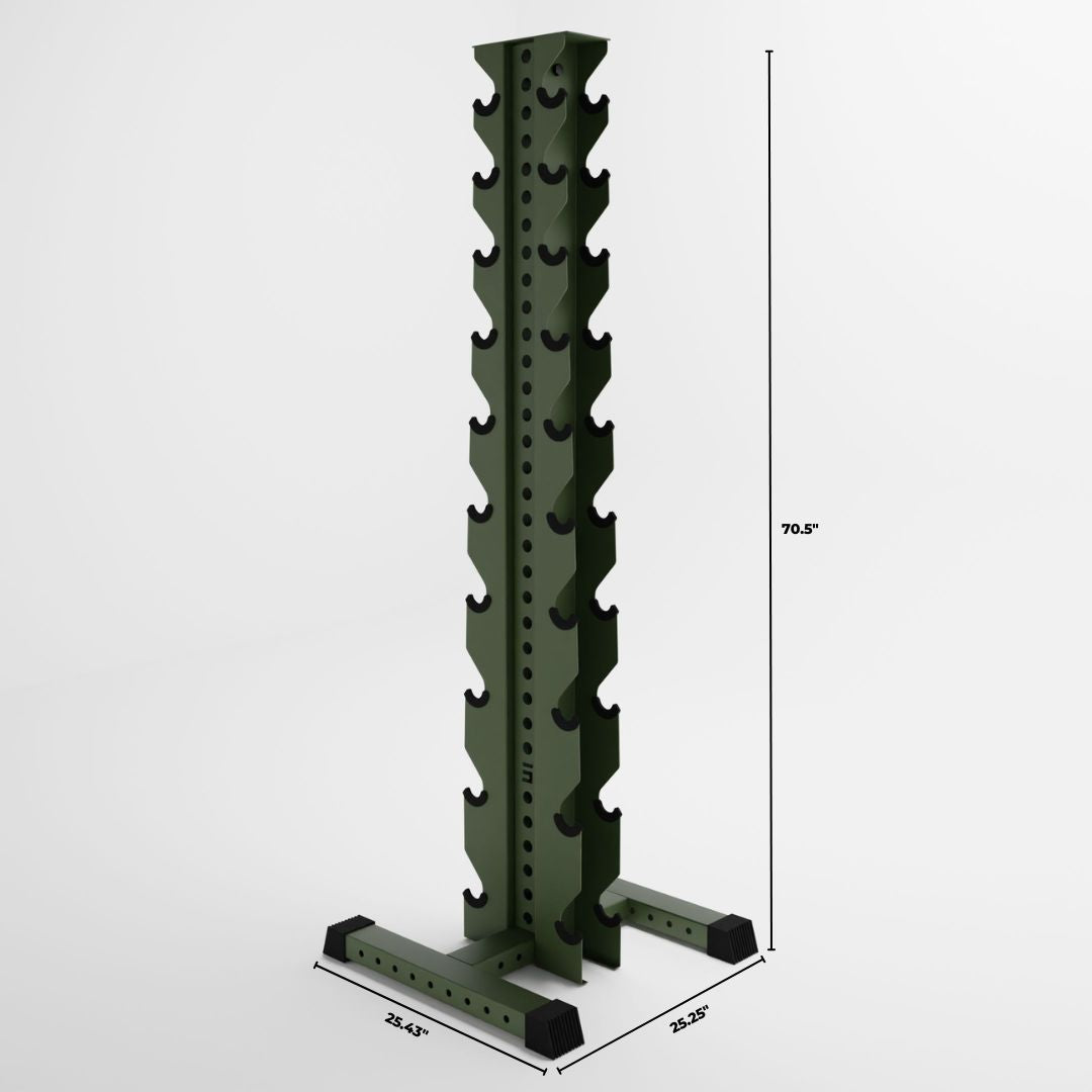 military green delta 10-tier vertical dumbbell storage rack dimensions