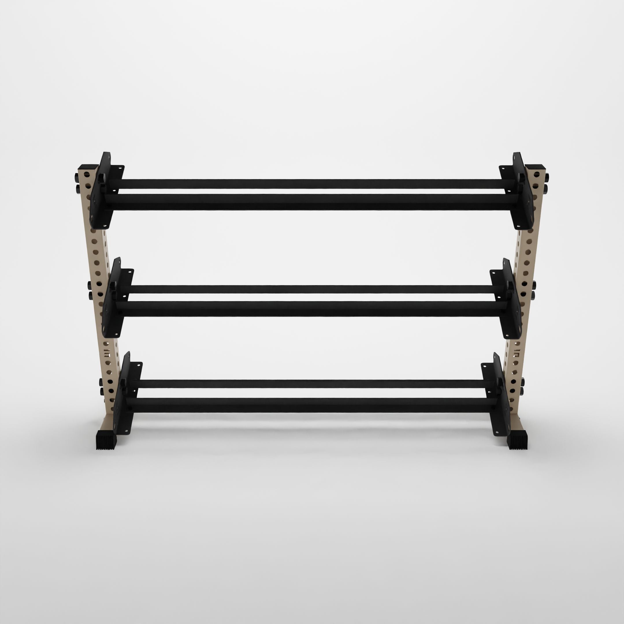 military tan 70-inch alpha 3-tier horizontal dumbbell rack