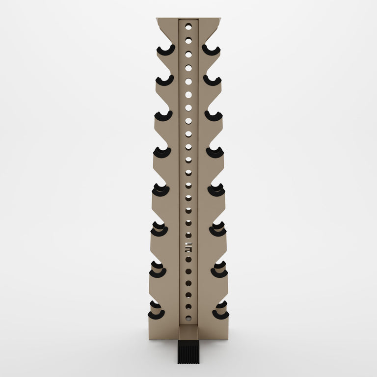 military tan alpha 8-tier vertical dumbbell storage rack
