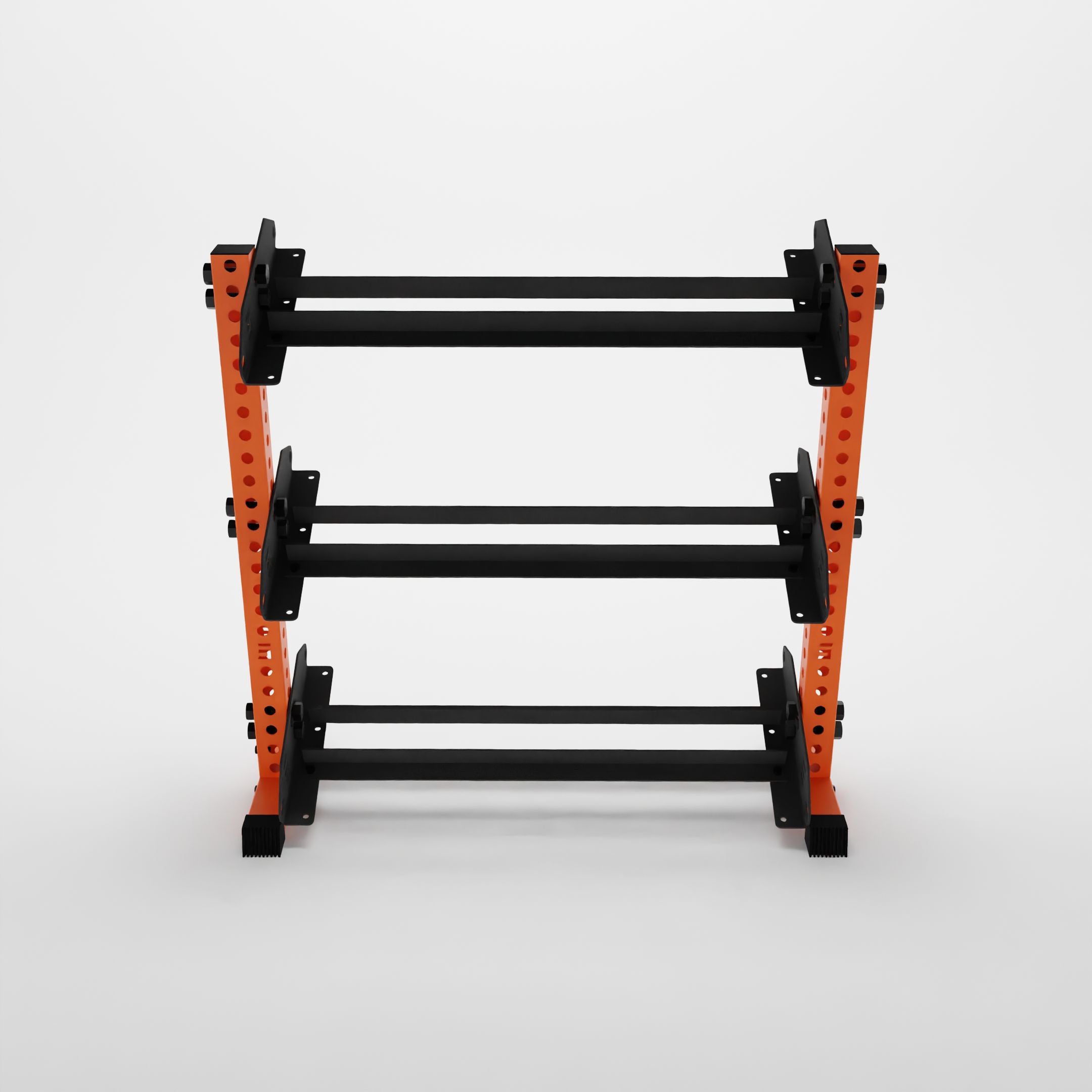 orange 43-inch alpha 3-tier horizontal dumbbell rack