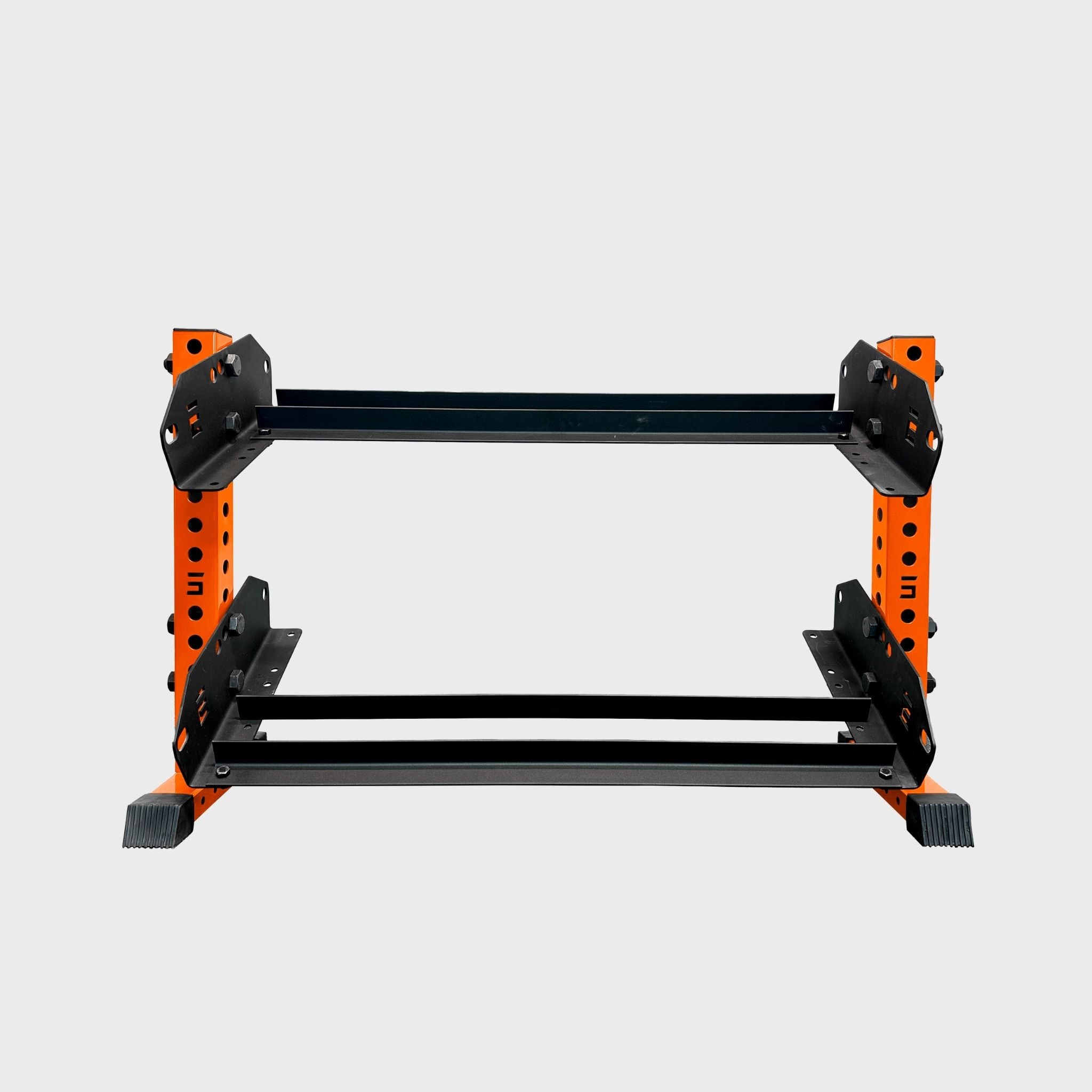 orange empty 43-inch bravo 2-tier horizontal dumbbell storage rack