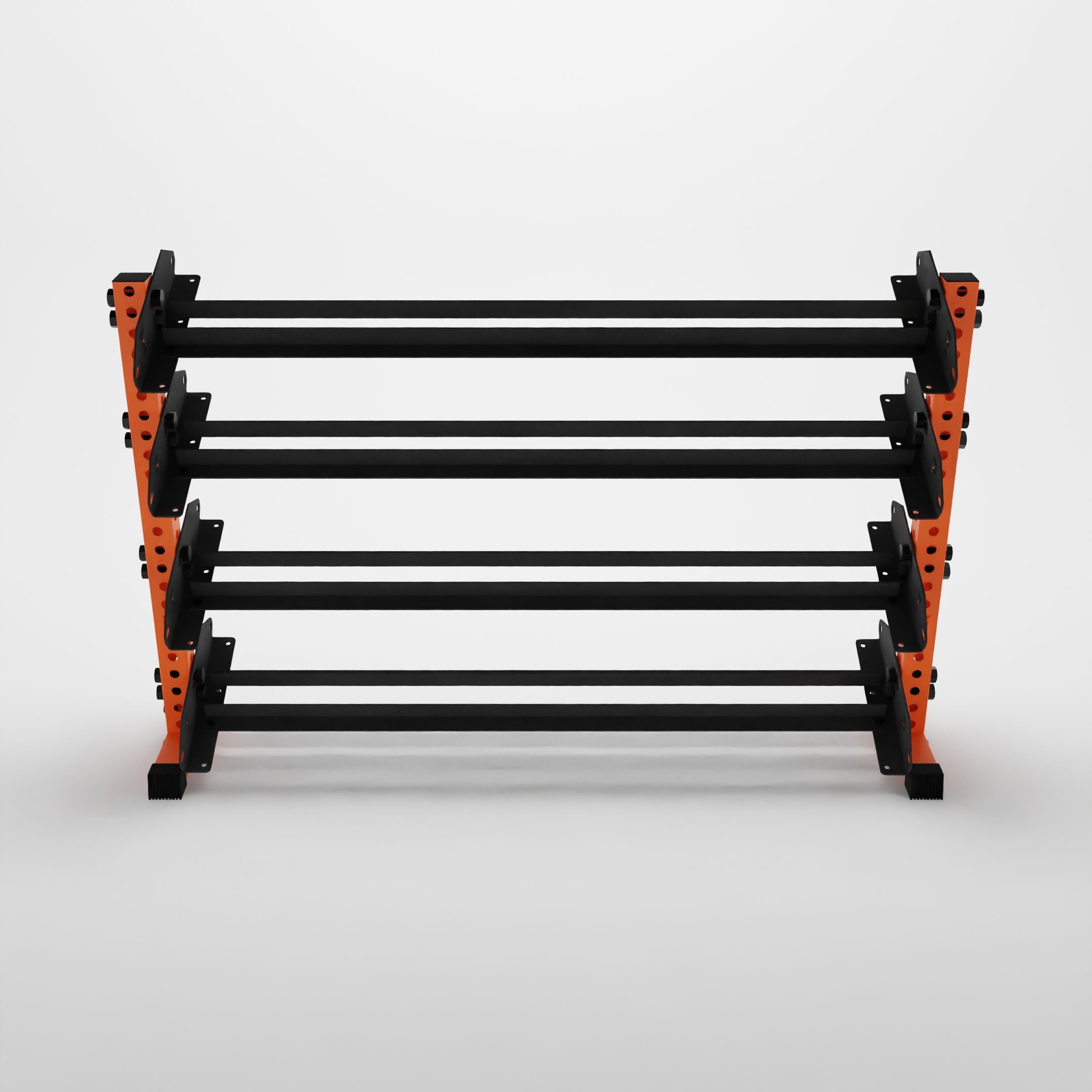 orange 70-inch alpha 4-tier horizontal dumbbell rack