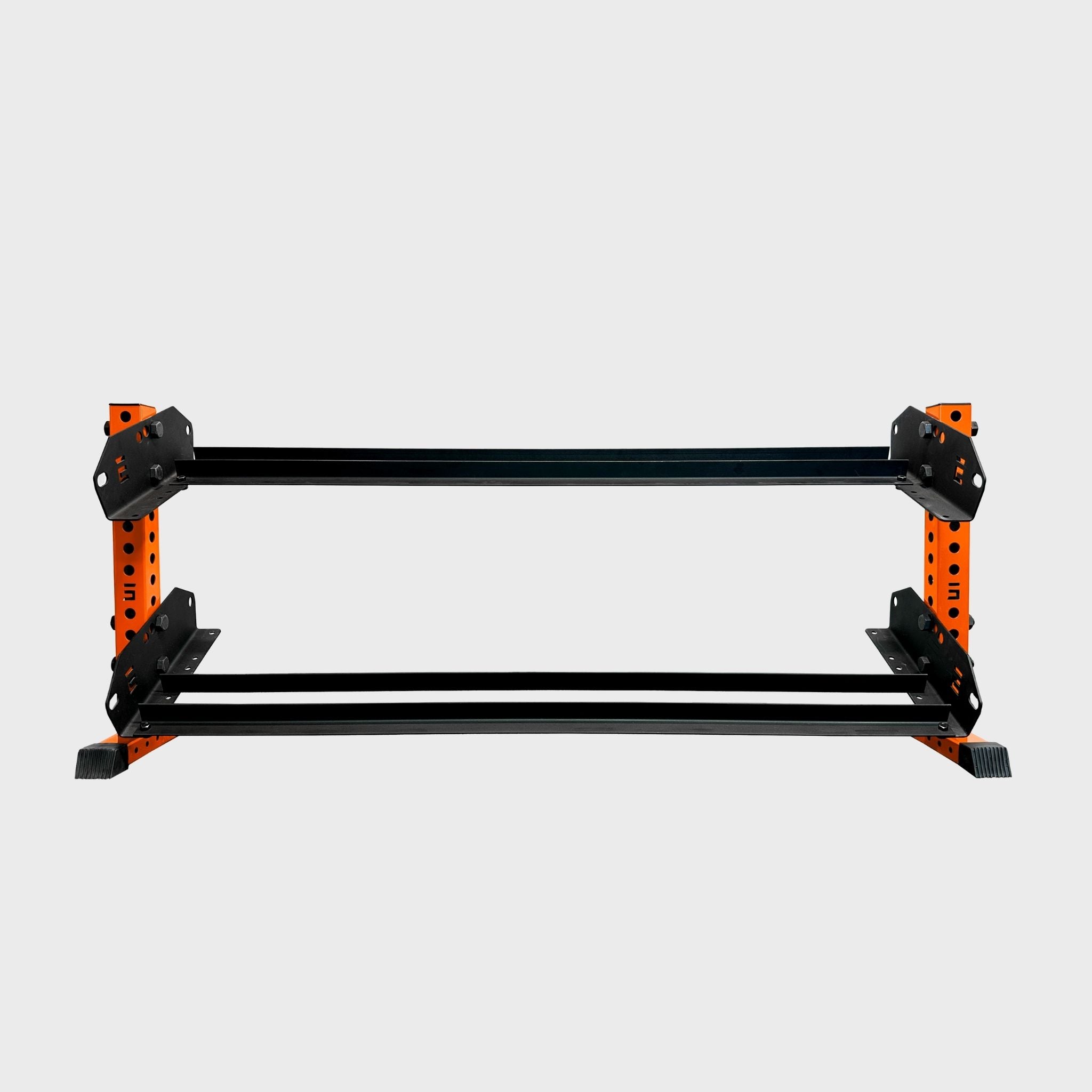 orange empty 70-inch bravo 2-tier horizontal dumbbell storage rack