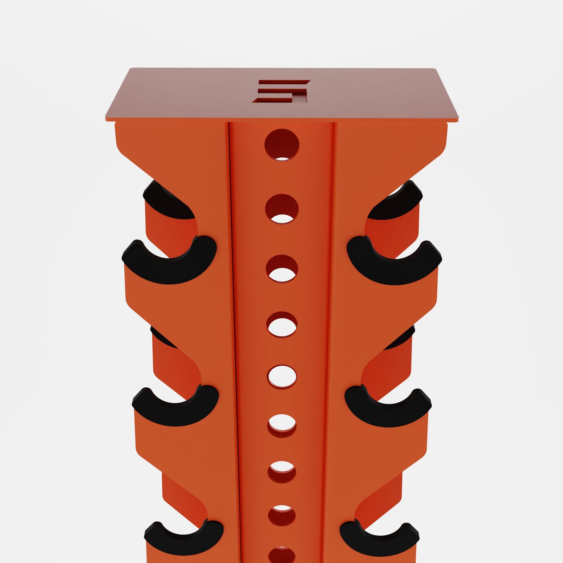 orange alpha 8-tier vertical dumbbell storage rack top