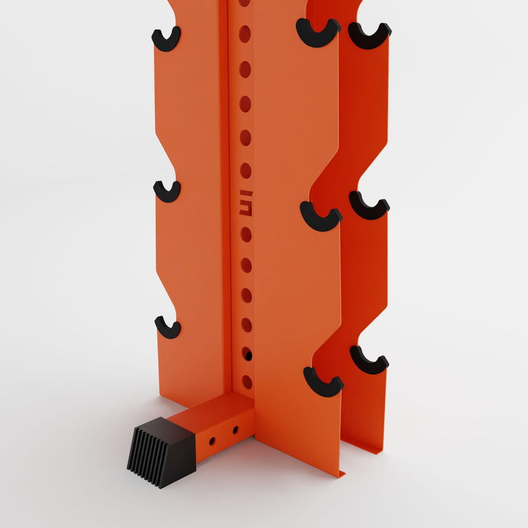 orange alpha elite vertical dumbbell storage rack base