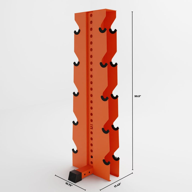 orange alpha elite vertical dumbbell storage rack dimensions
