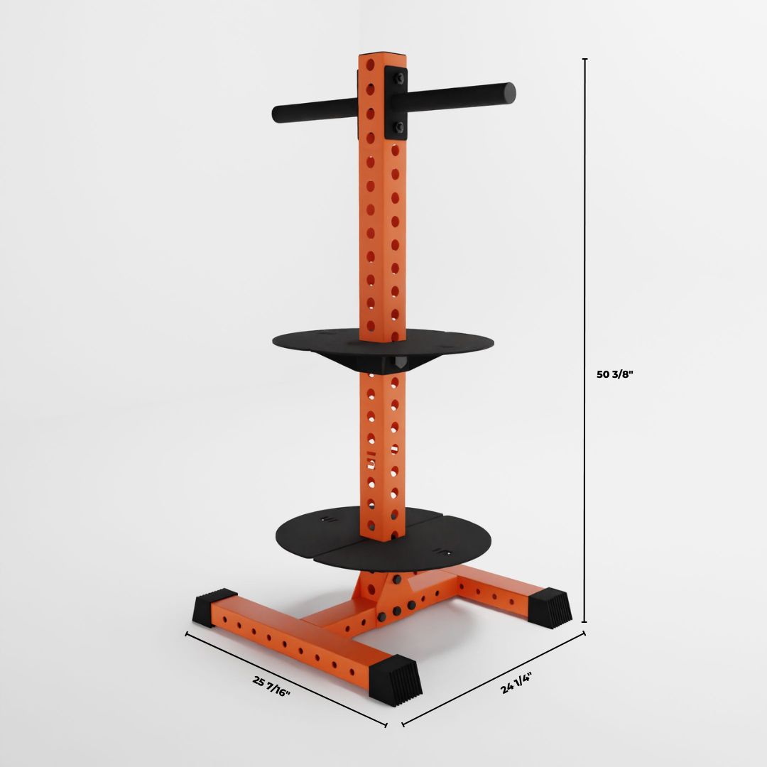 orange alpha pk vertical hybrid plate and kettlebell storage rack dimensions