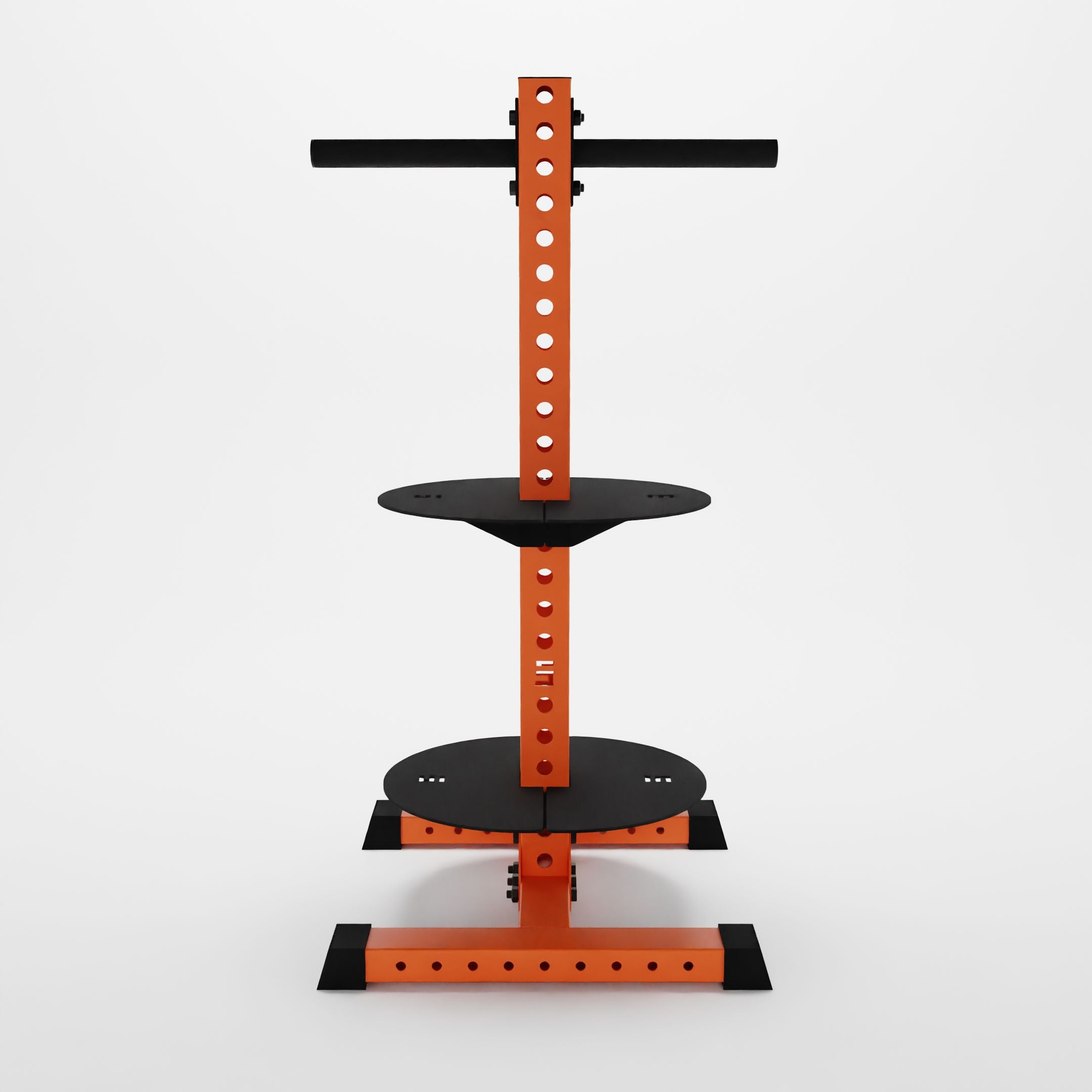 orange alpha pk vertical hybrid plate and kettlebell storage rack