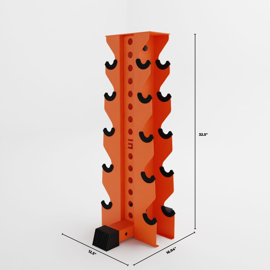 orange bravo 5-tier vertical dumbbell storage rack dimensions