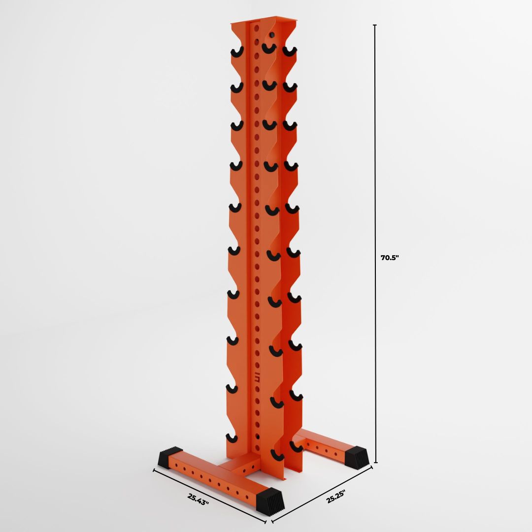 orange delta 10-tier vertical dumbbell storage rack dimensions