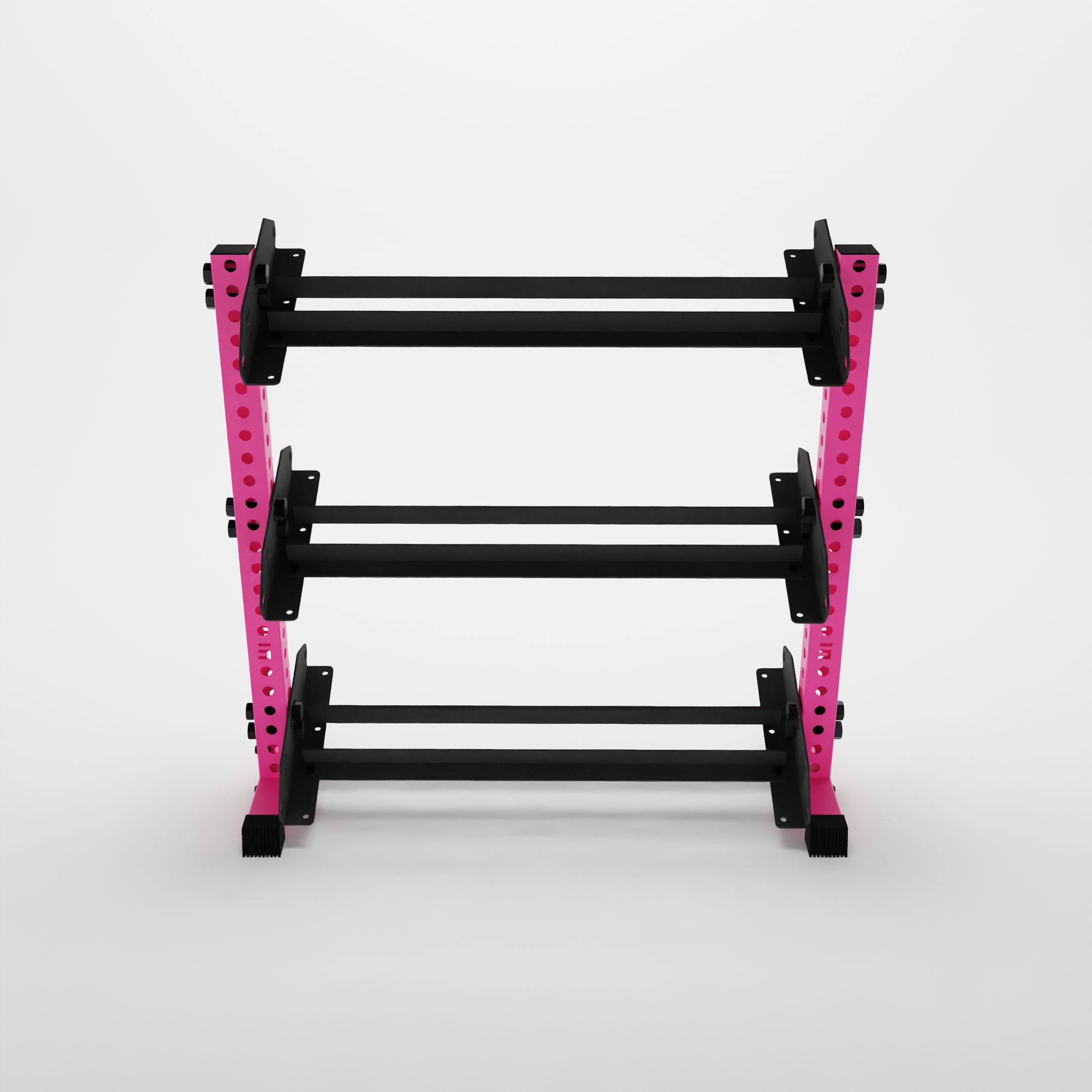 pink 43-inch alpha 3-tier horizontal dumbbell rack