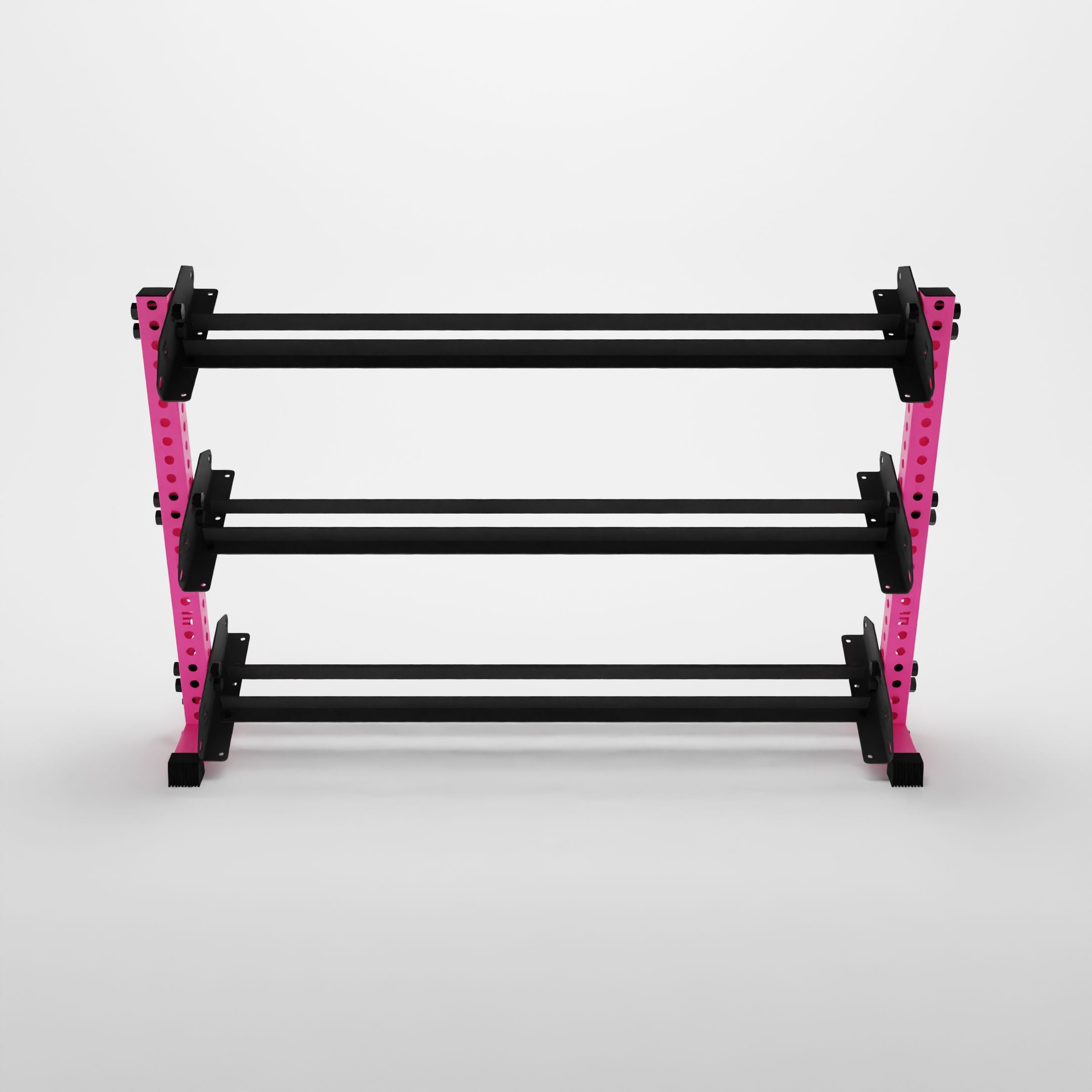 pink 70-inch alpha 3-tier horizontal dumbbell rack