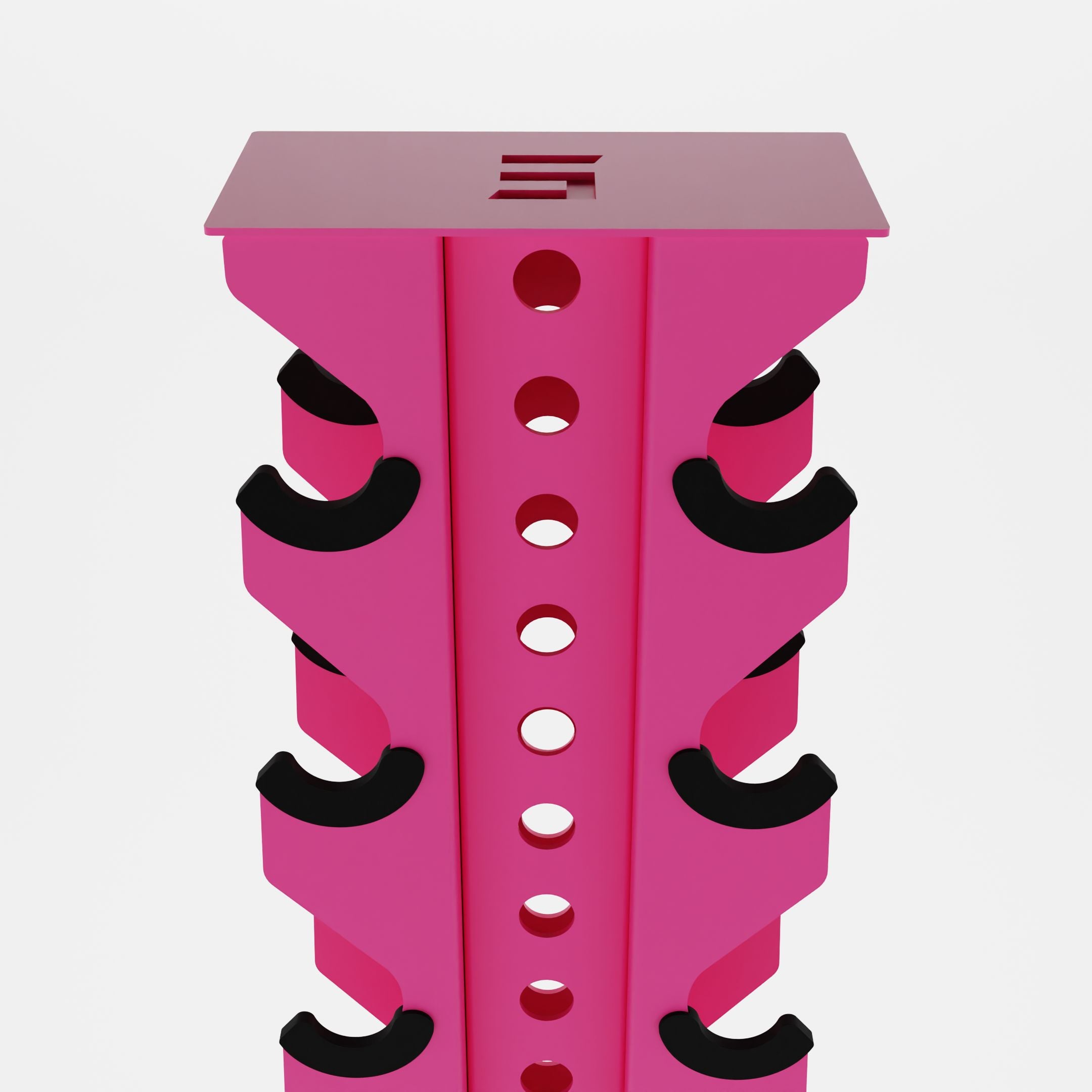 pink alpha 8-tier vertical dumbbell storage rack top