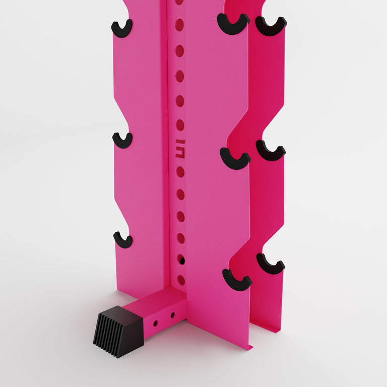 pink alpha elite vertical dumbbell storage rack base