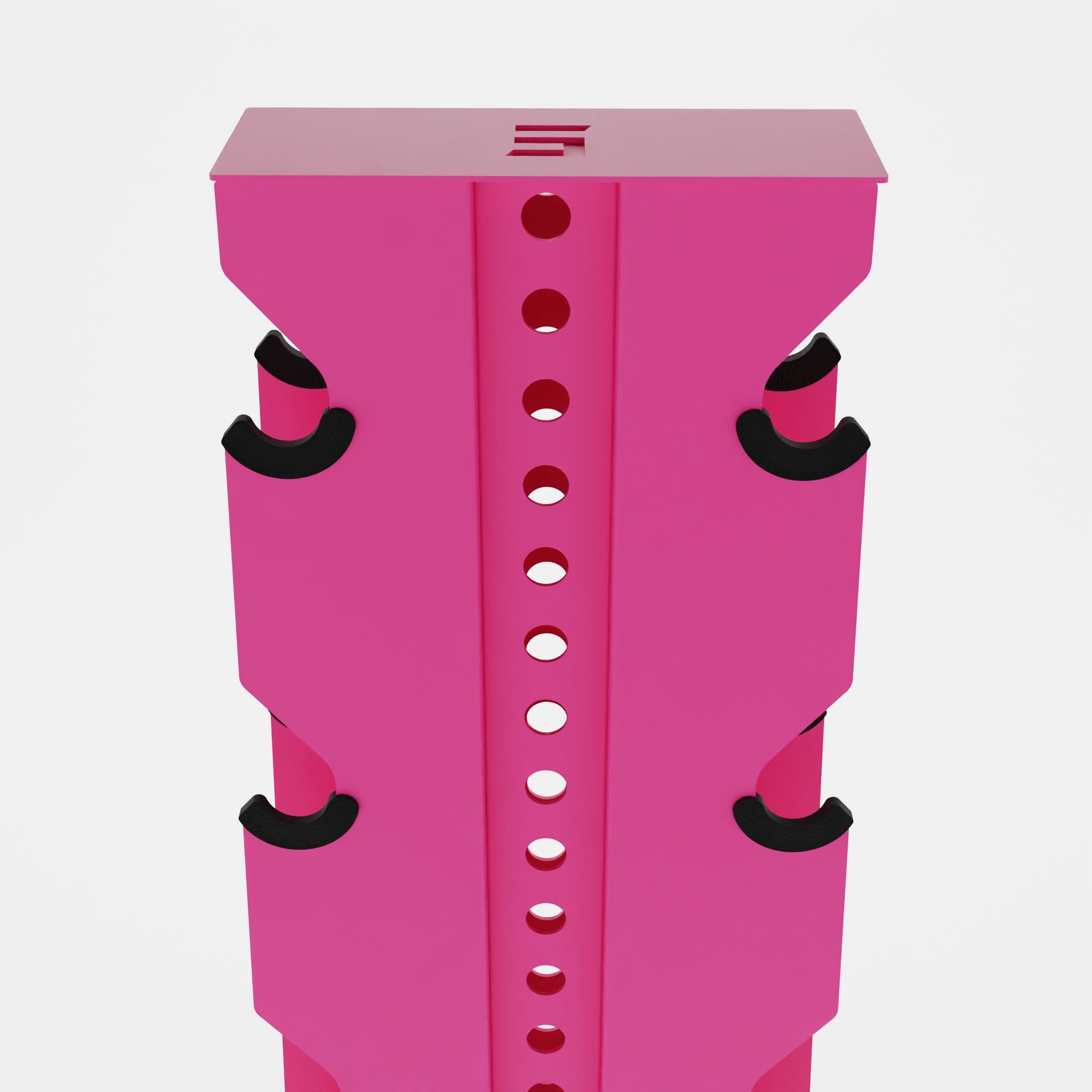 pink alpha elite vertical dumbbell storage rack top view