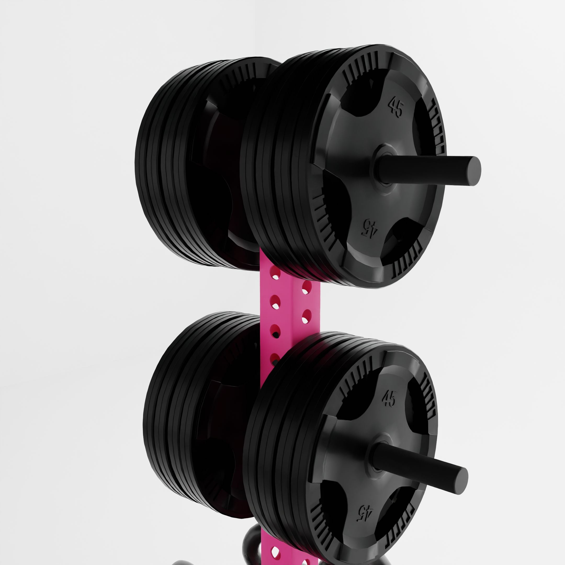 pink alpha pk vertical hybrid plate and kettlebell storage rack top storing plates