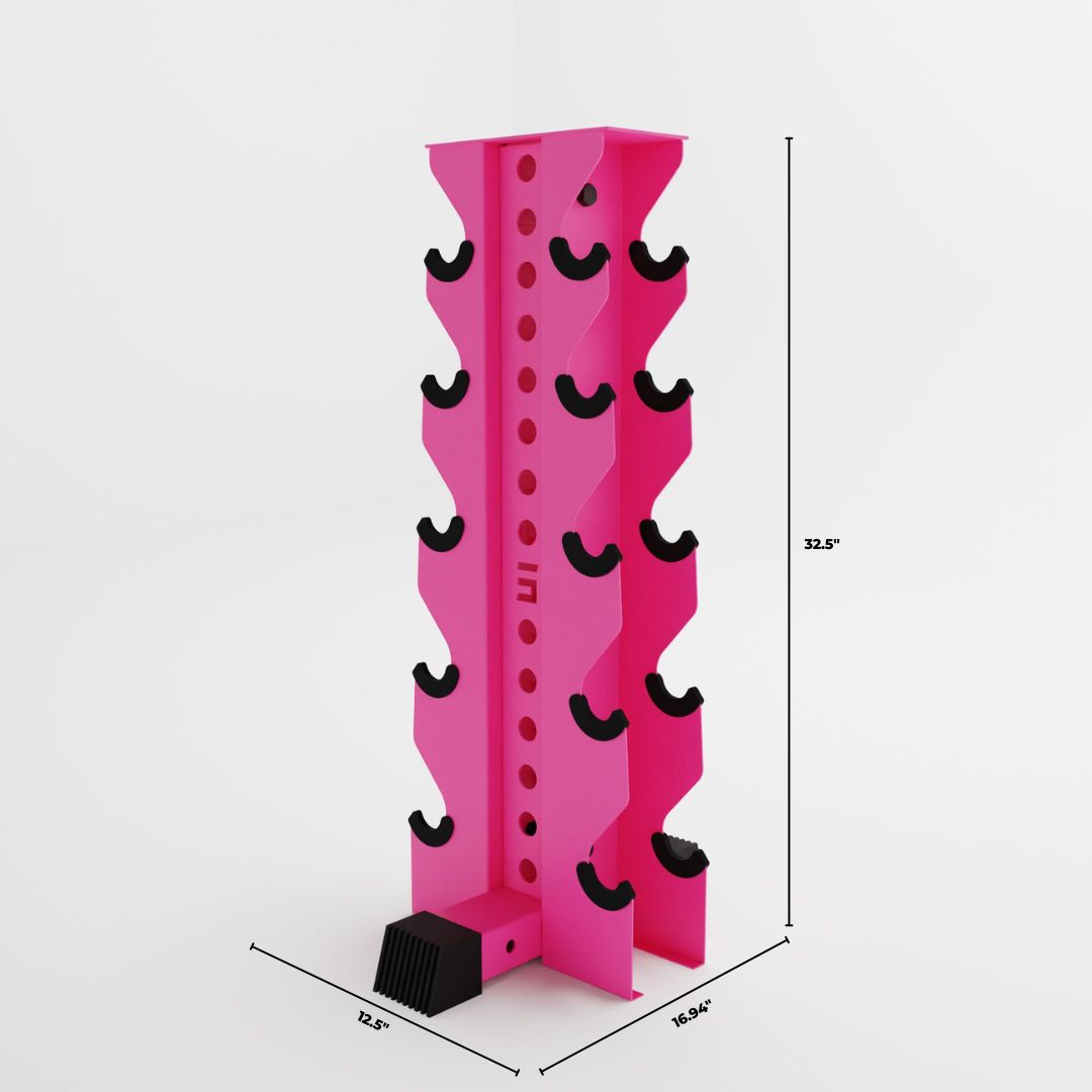 pink bravo 5-tier vertical dumbbell storage rack dimenions