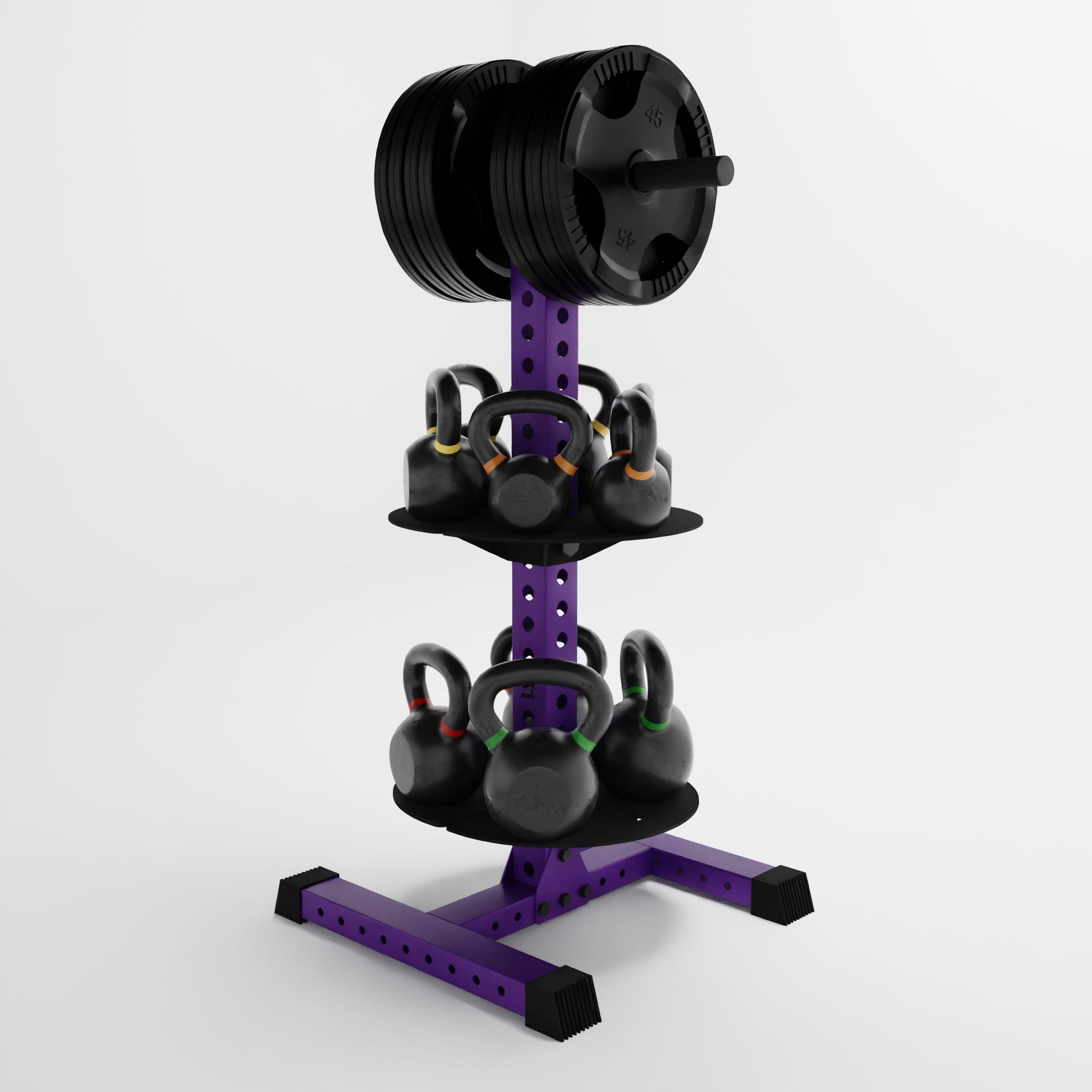 Alpha PK | 3-Tier Vertical Hybrid Plate and Kettlebell Storage Rack