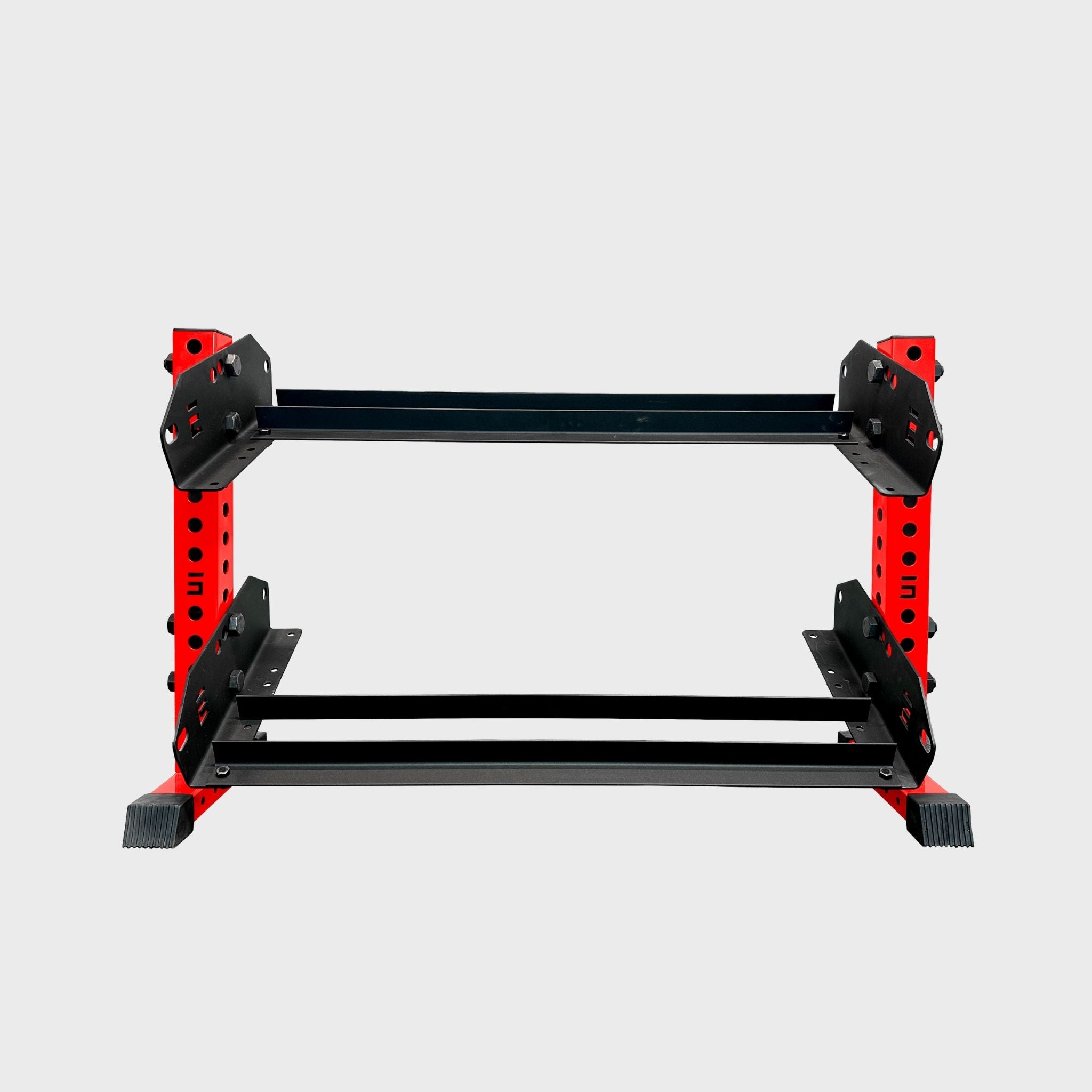 red empty 43-inch bravo 2-tier horizontal dumbbell storage rack