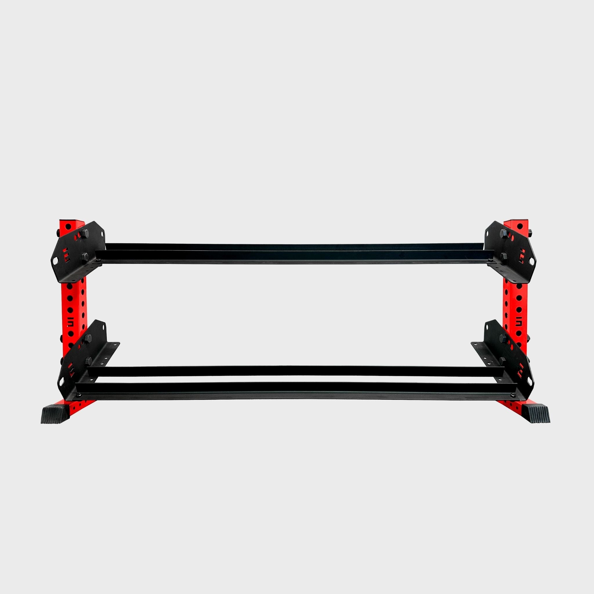 red empty 70-inch bravo 2-tier horizontal dumbbell storage rack