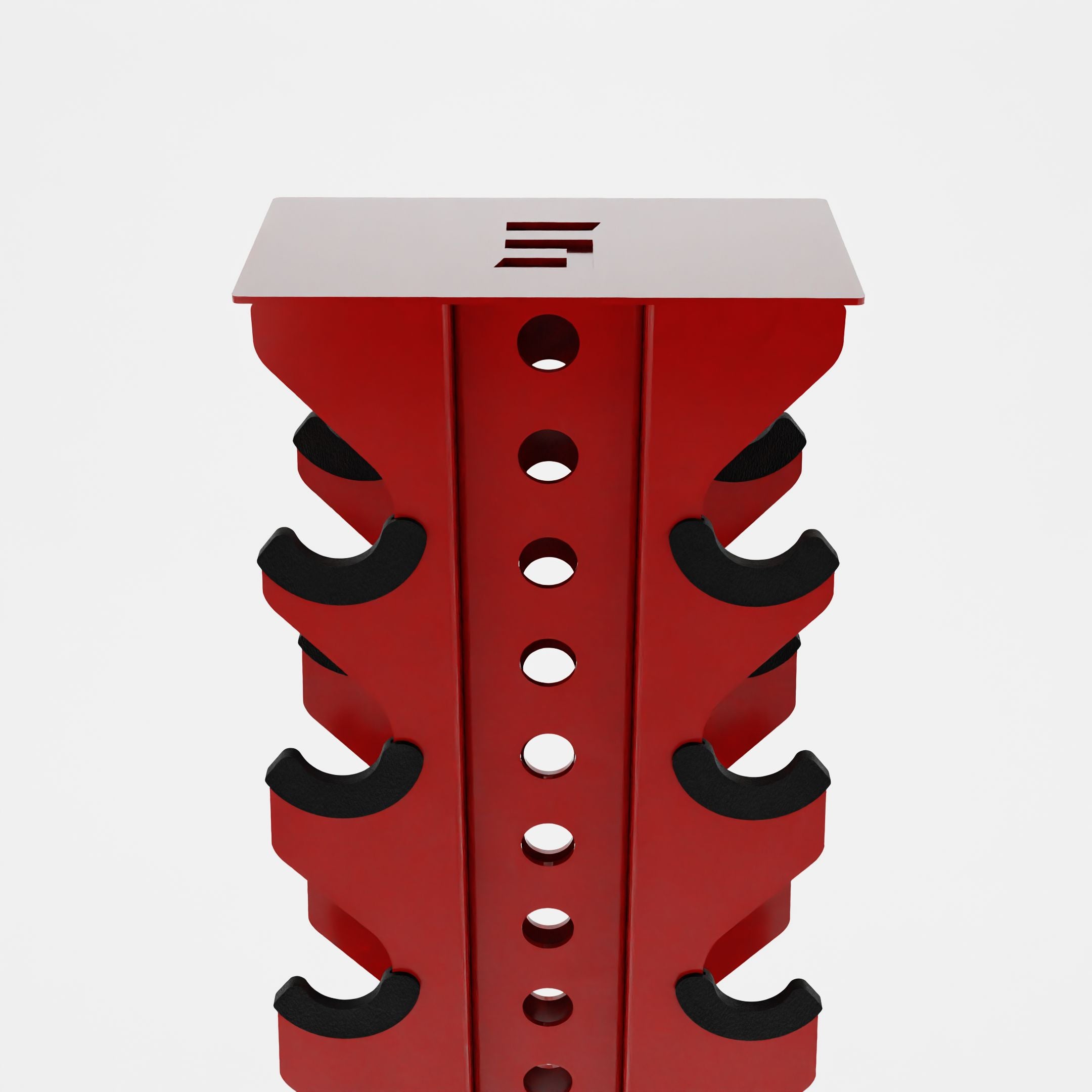 red alpha 8-tier vertical dumbbell storage rack top