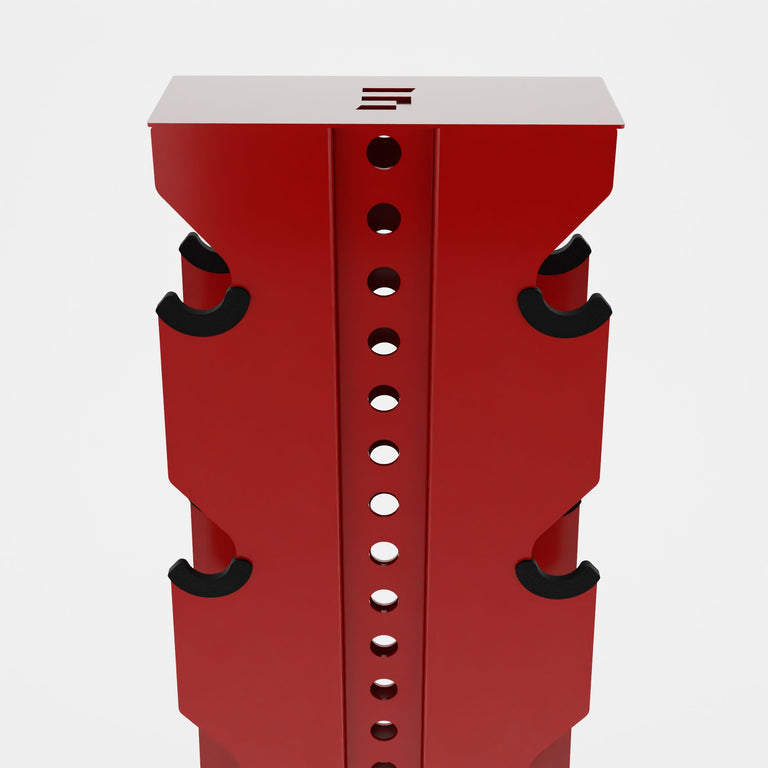 red alpha elite vertical dumbbell storage rack top view