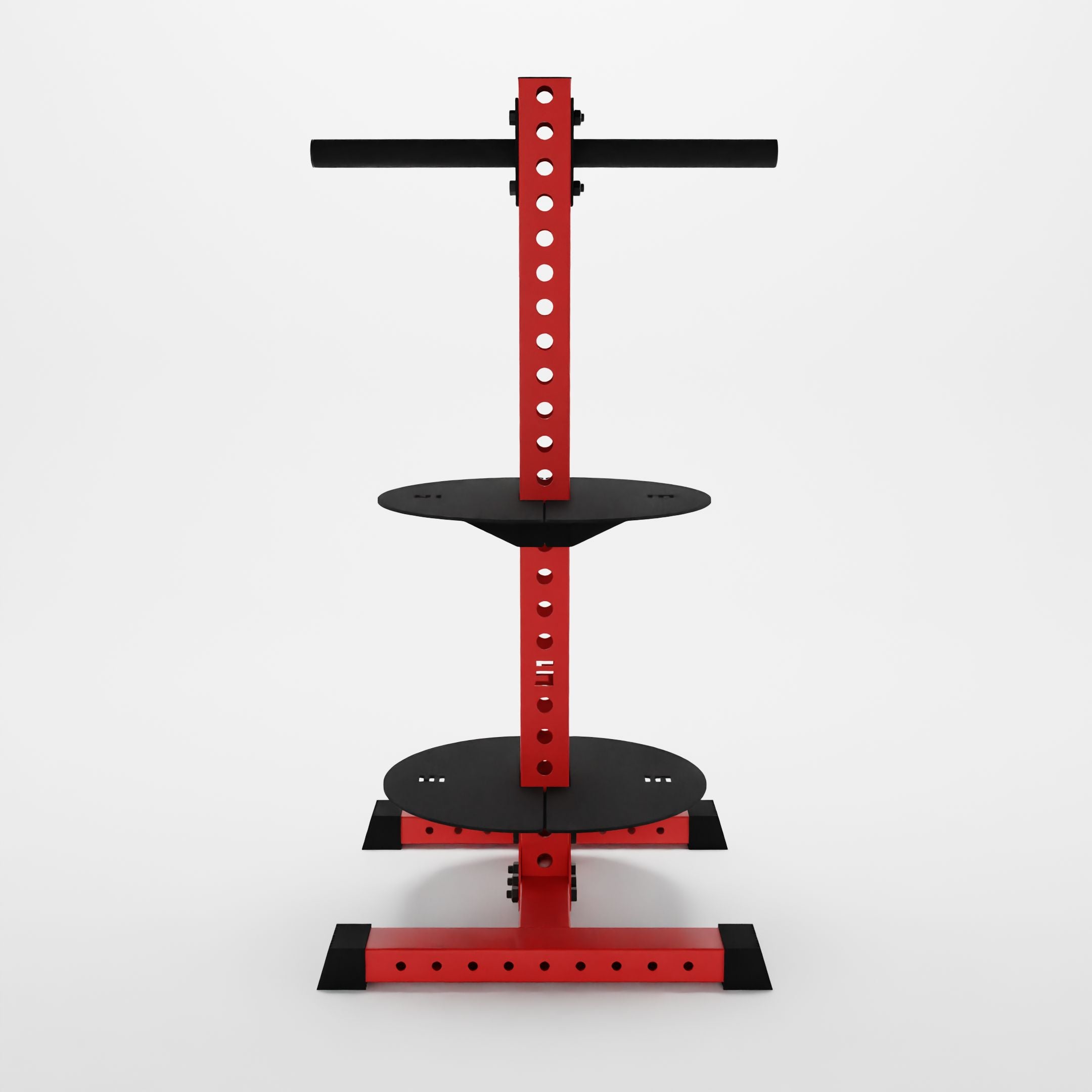 red alpha pk vertical hybrid plate and kettlebell rack