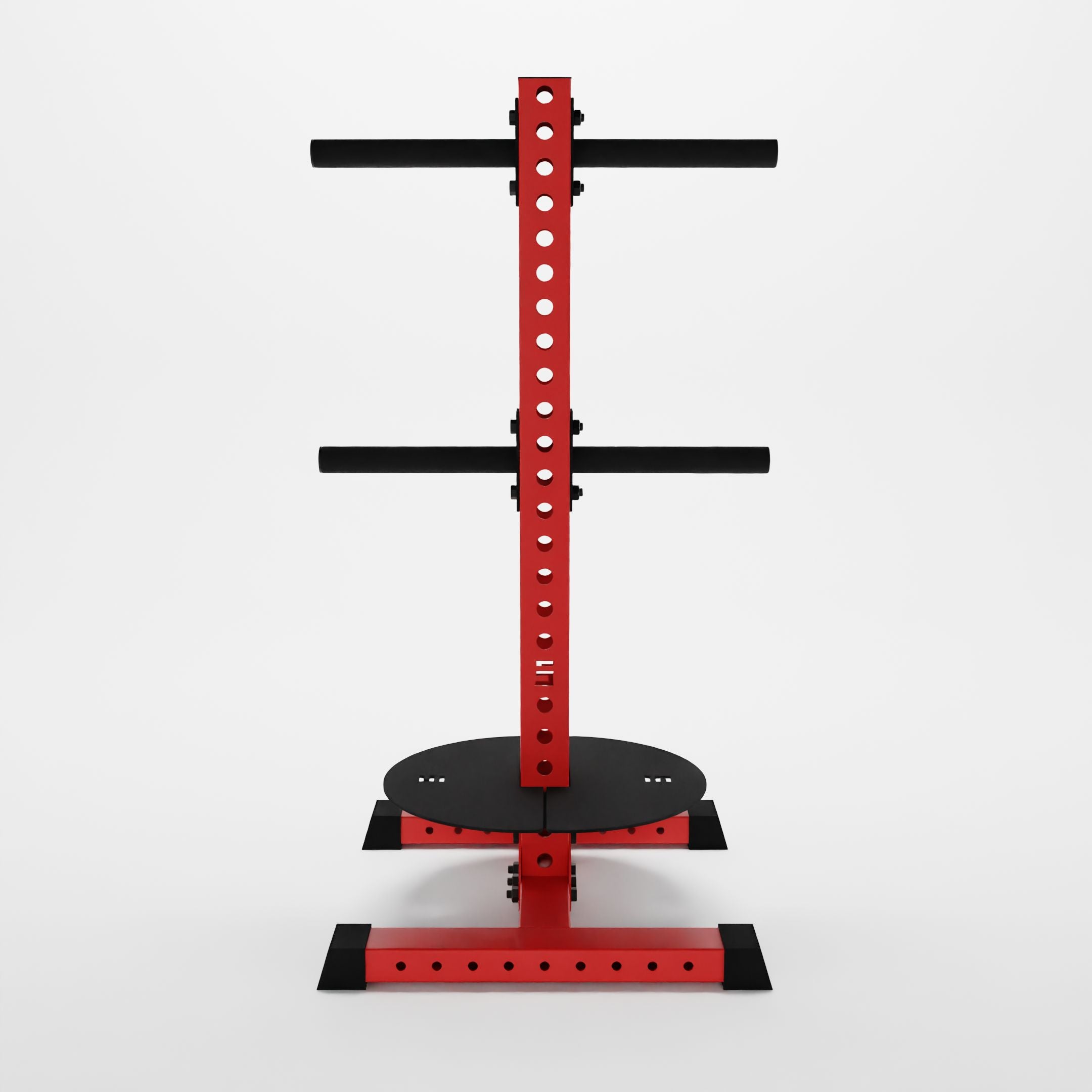 red alpha pk vertical hybrid plate and kettlebell storage rack