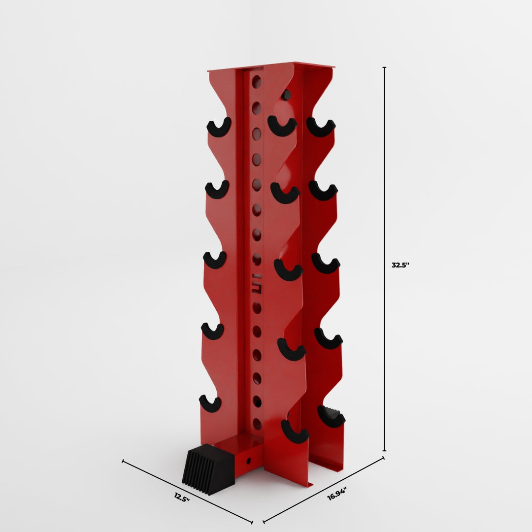 red bravo 5-tier vertical dumbbell storage rack dimensions