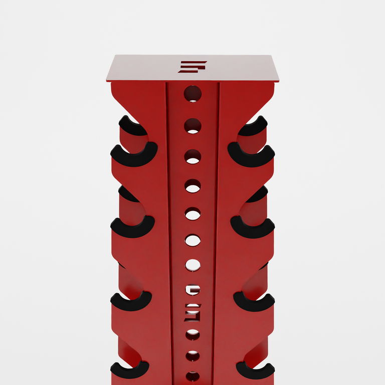 red bravo 5-tier vertical dumbbell storage rack top