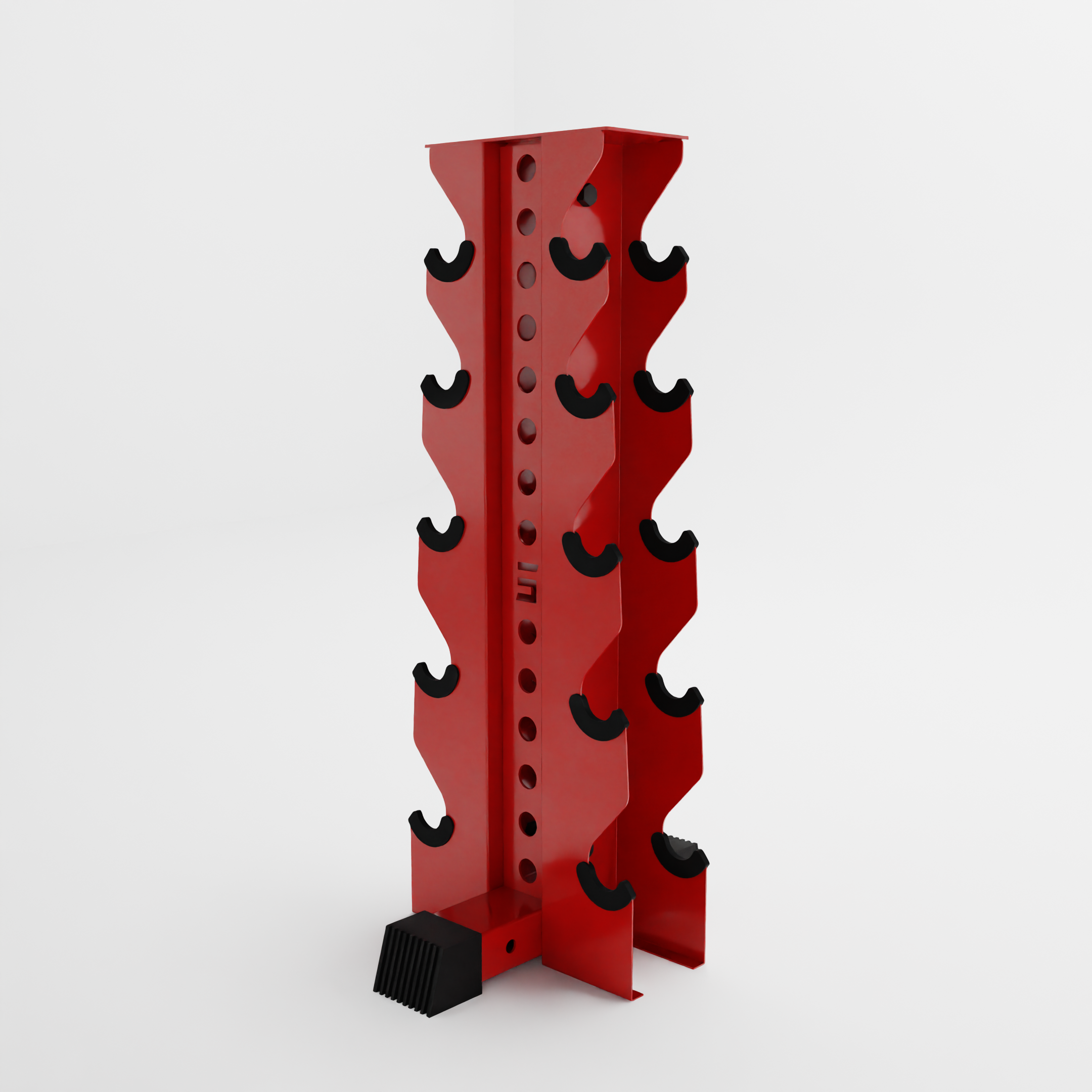 red bravo 5-tier vertical dumbbell storage rack side angle