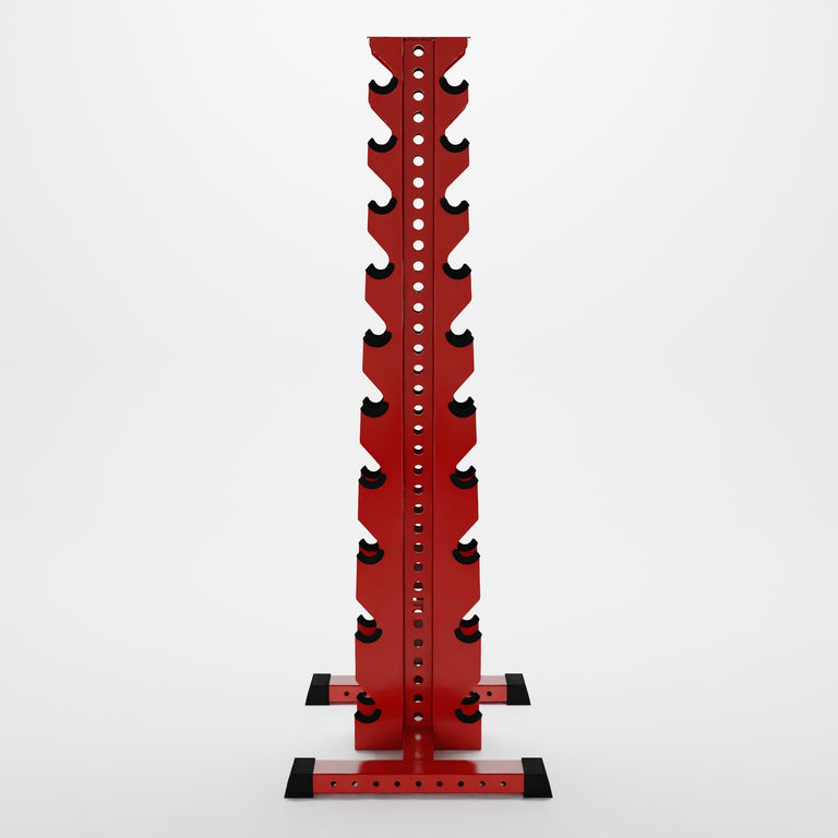 red delta 10-tier vertical dumbbell storage rack