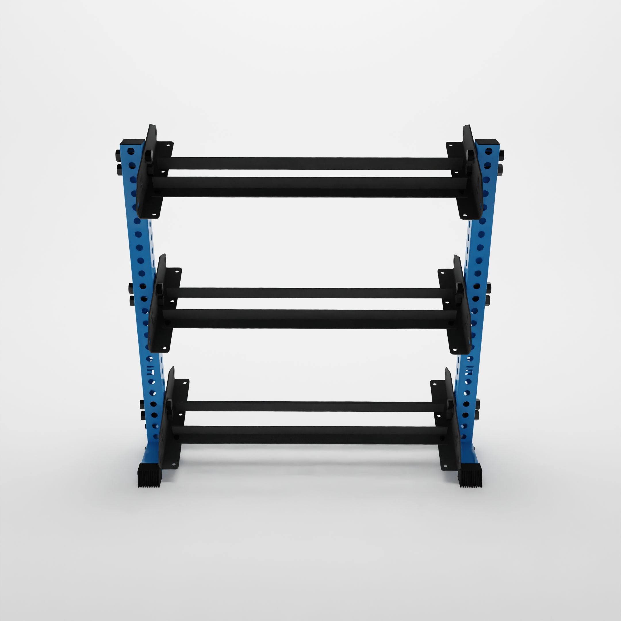 synergy blue 43-inch alpha 3-tier horizontal dumbbell rack