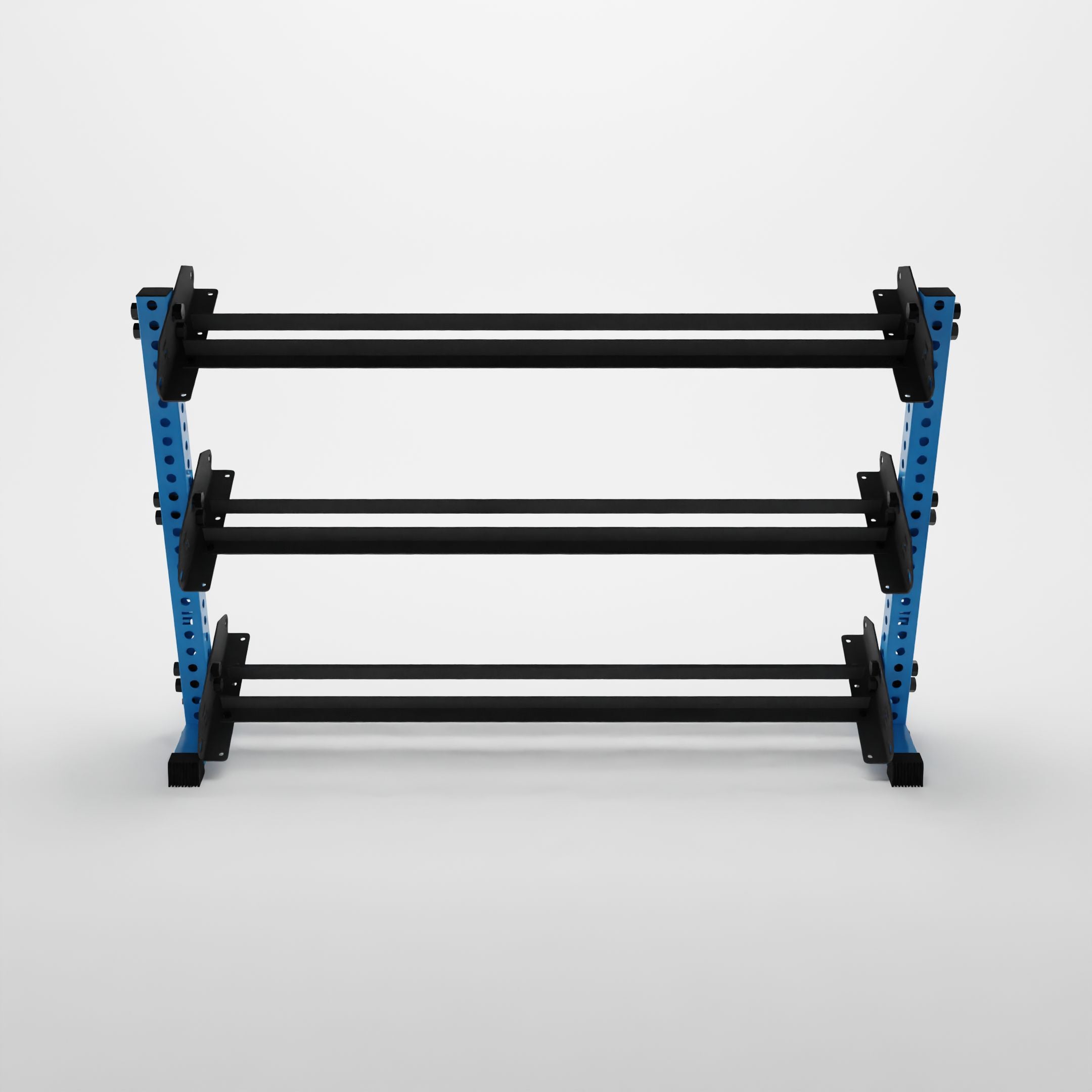 synergy blue 70-inch alpha 3-tier horizontal dumbbell rack