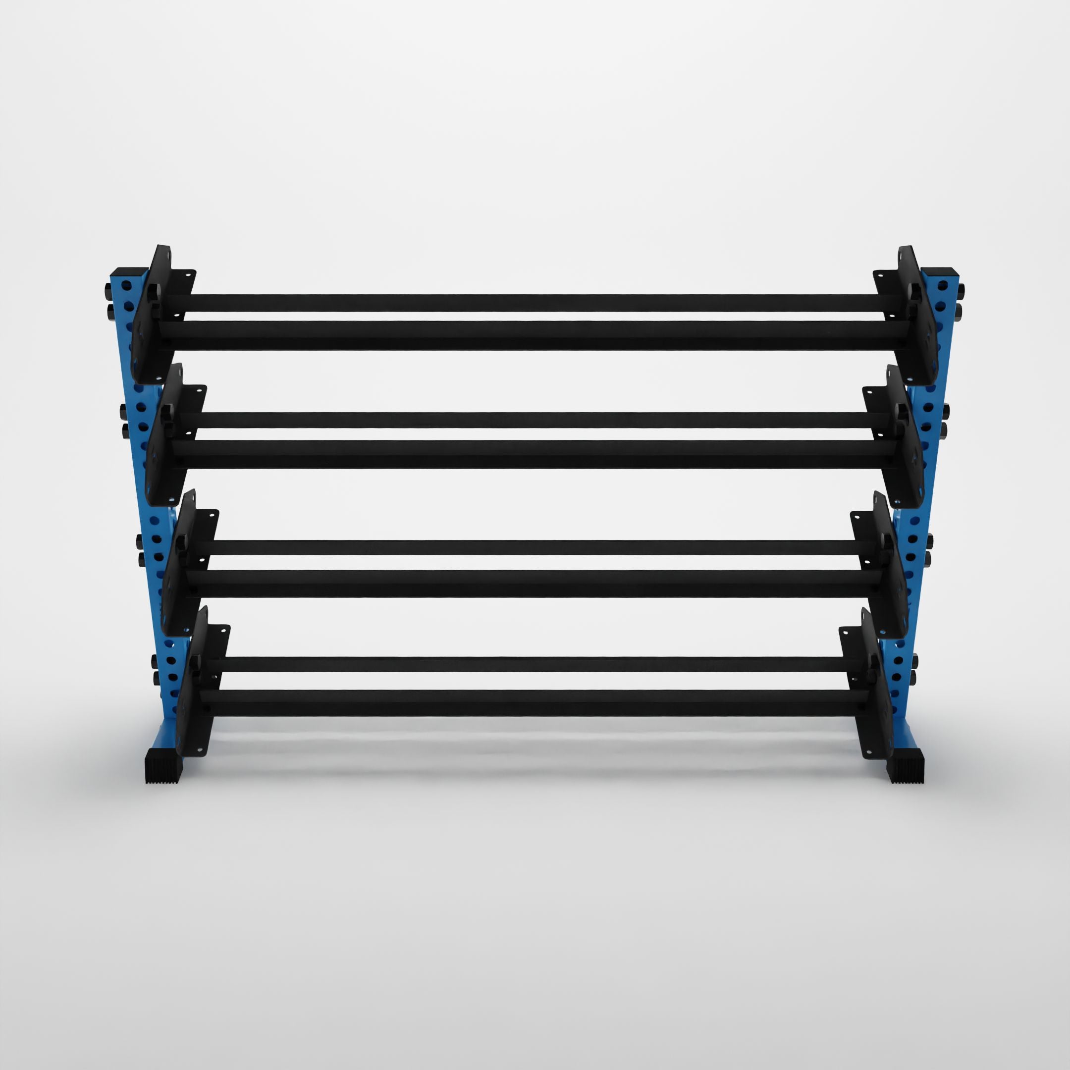 synergy blue 70-inch alpha 4-tier horizontal dumbbell rack