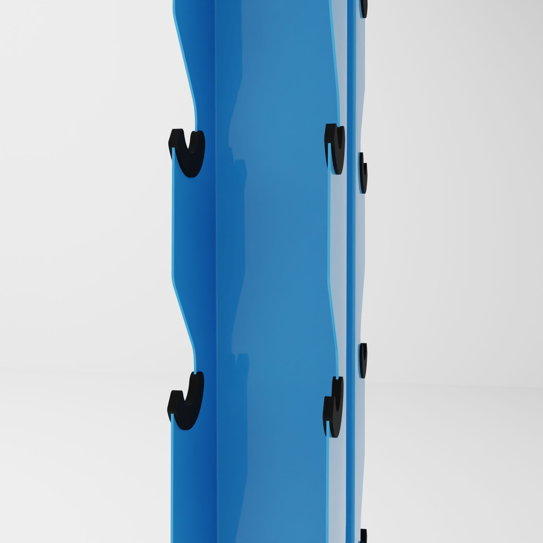 synergy blue alpha 8-tier vertical dumbbell storage rack middle side view