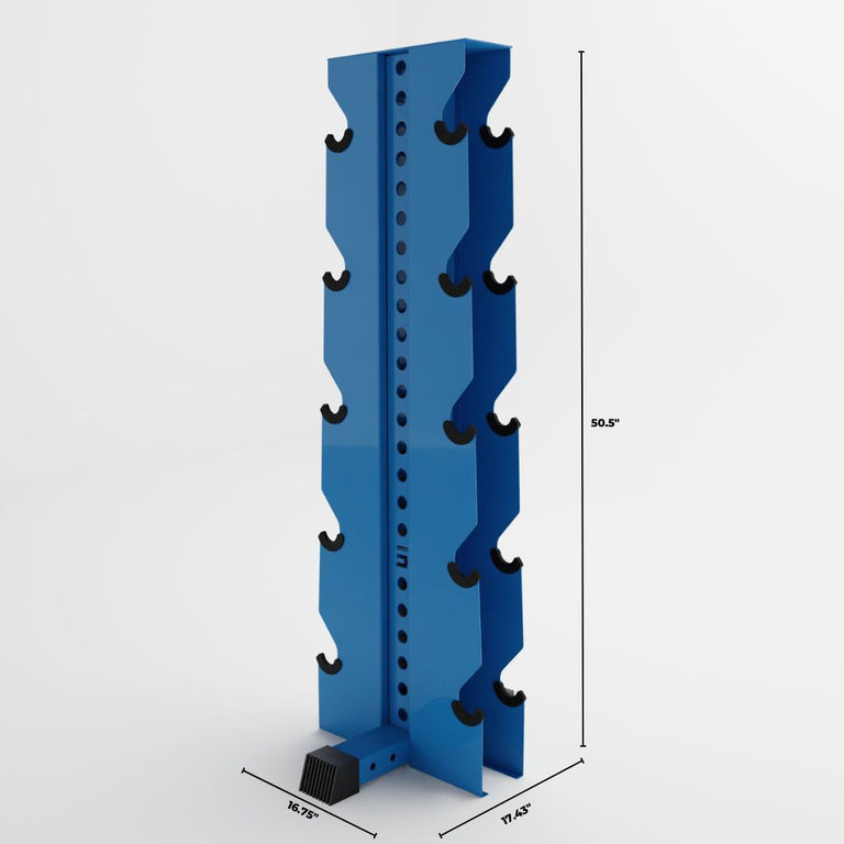 synergy blue alpha elite vertical dumbbell storage rack dimensions