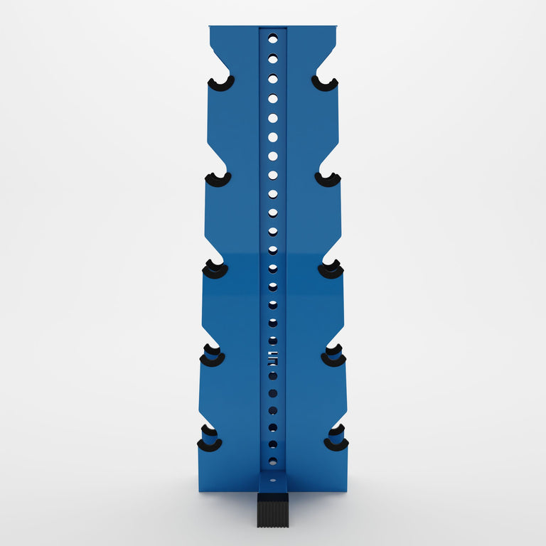 synergy blue alpha elite vertical dumbbell storage rack