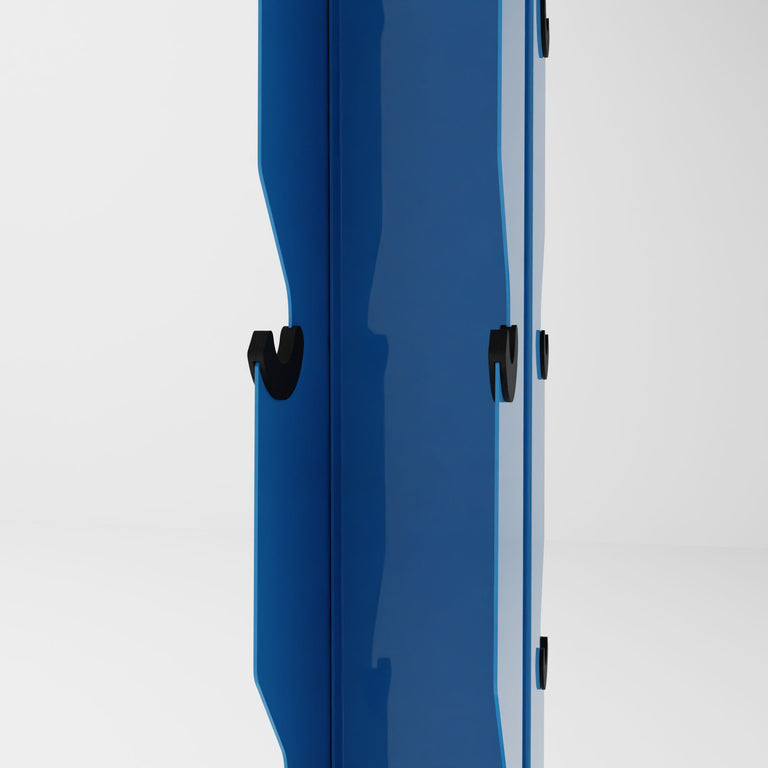 synergy blue alpha elite vertical dumbbell storage rack side profile