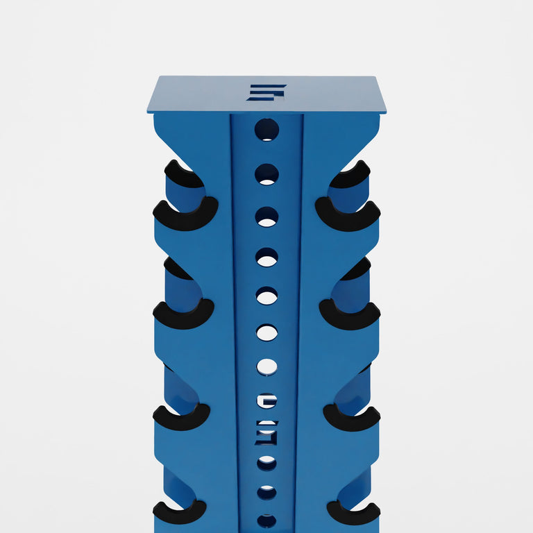 synergy blue bravo 5-tier vertical dumbbell storage rack top