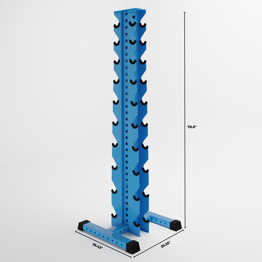 synergy blue delta 10-tier vertical dumbbell storage rack dimensions