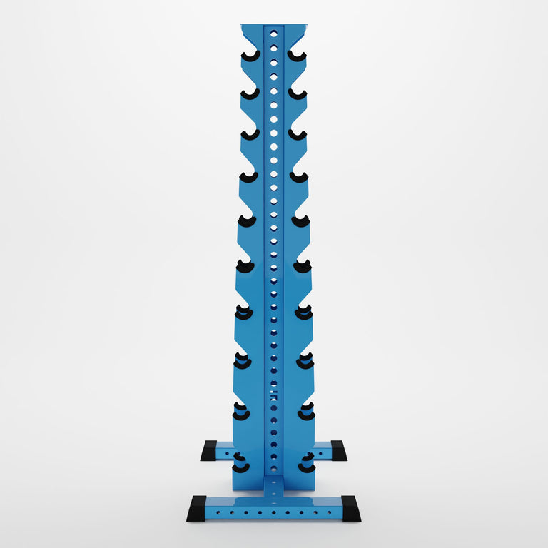 synergy blue delta 10-tier vertical dumbbell storage rack