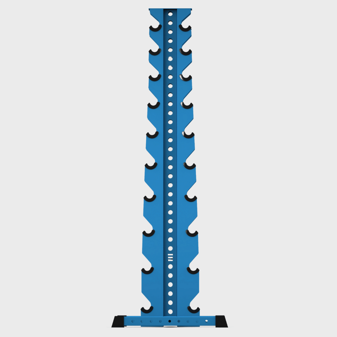 synergy blue delta 10-tier vertical dumbbell storage rack