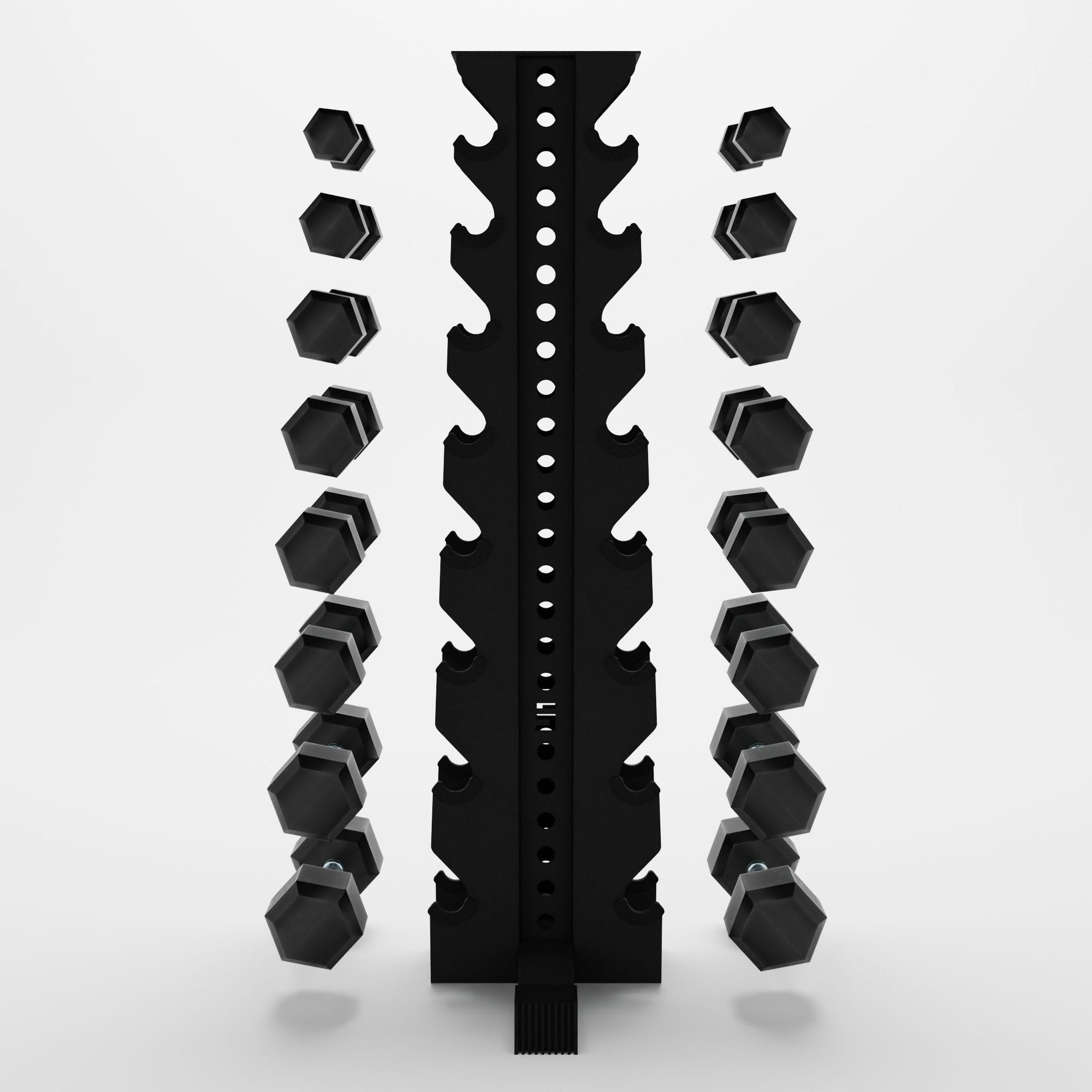 Alpha 8-Tier Vertical Dumbbell Rack & 5-40 lb. Set Bundle