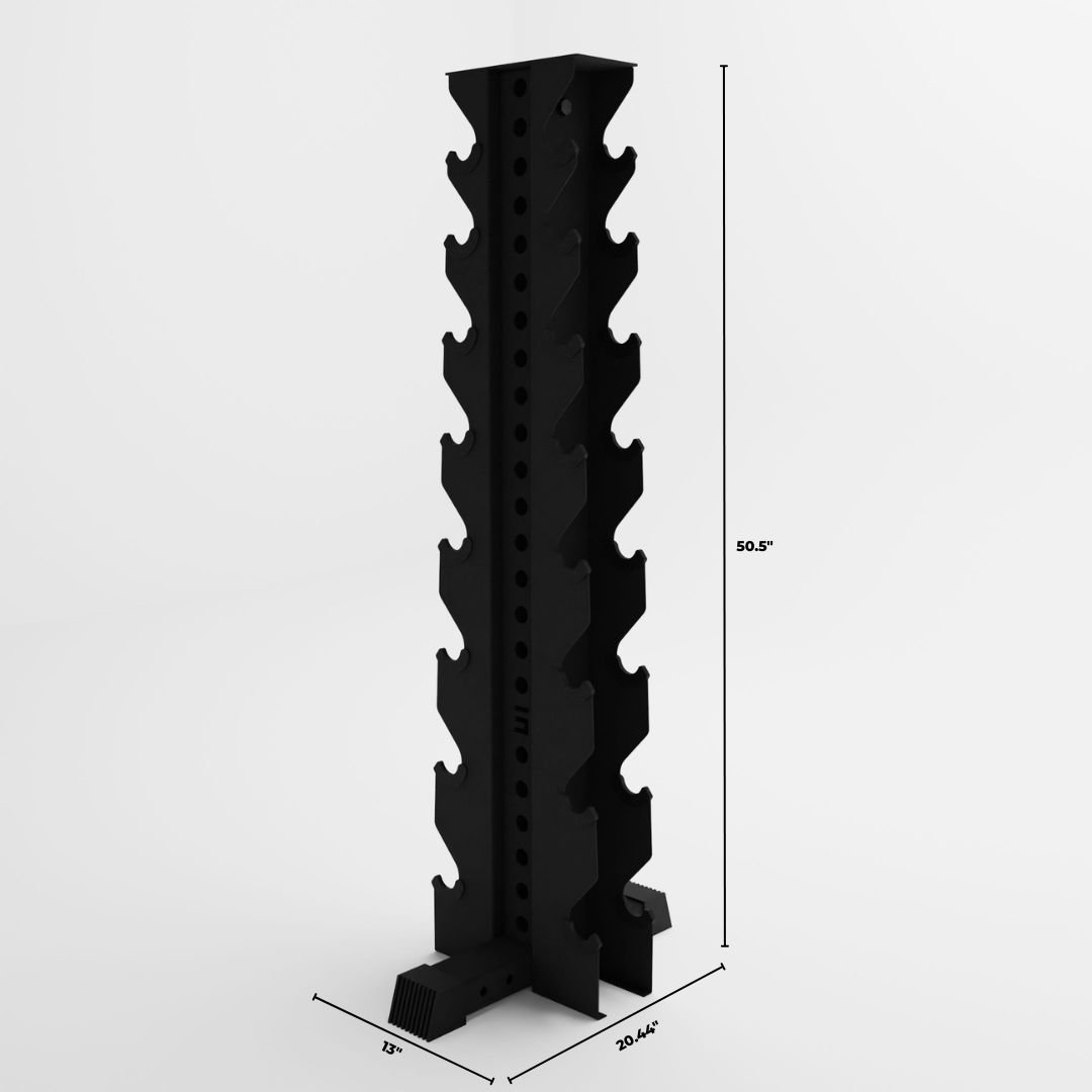 Alpha 8-Tier Vertical Dumbbell Rack & 5-40 lb. Set Bundle