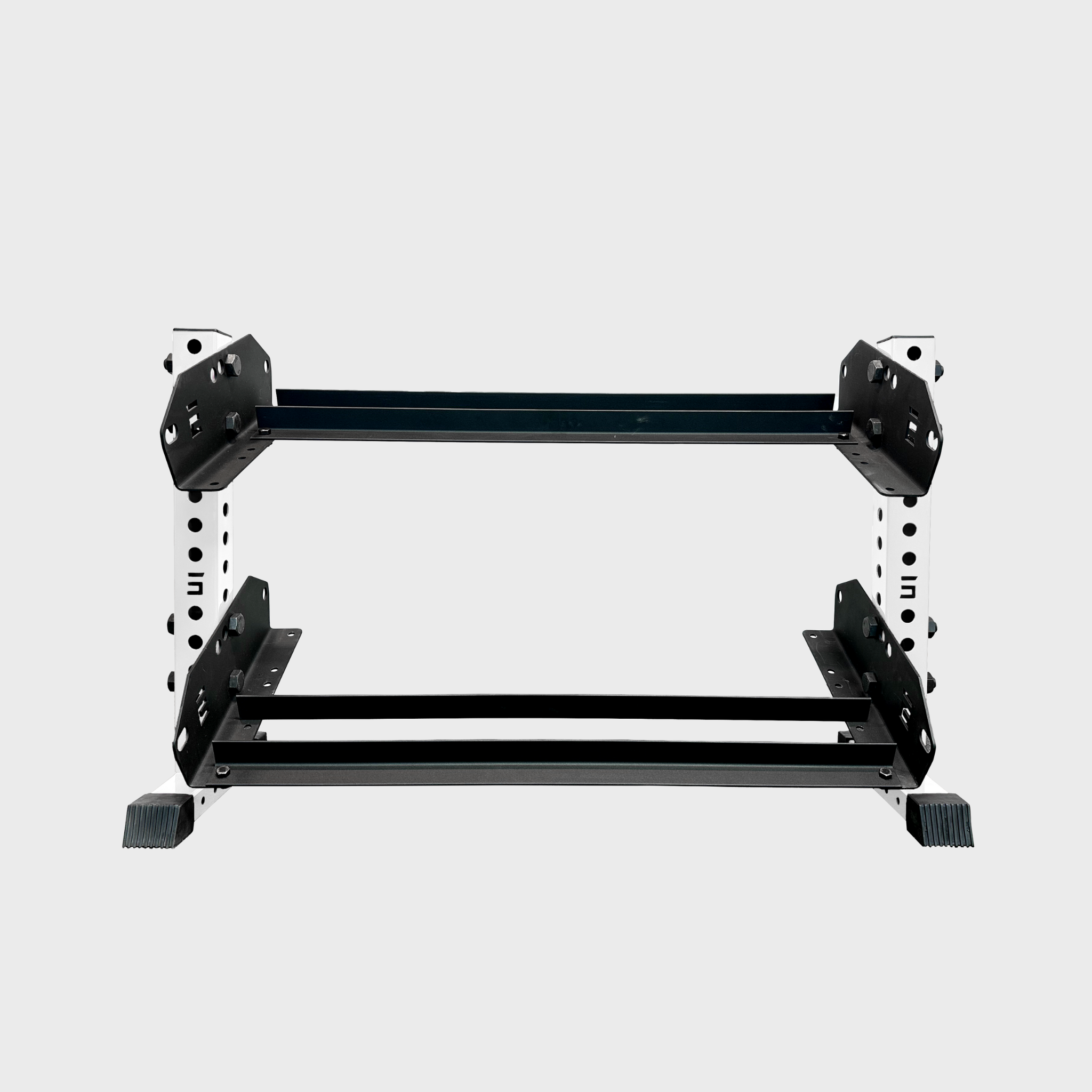 white empty 43-inch bravo 2-tier horizontal dumbbell storage rack