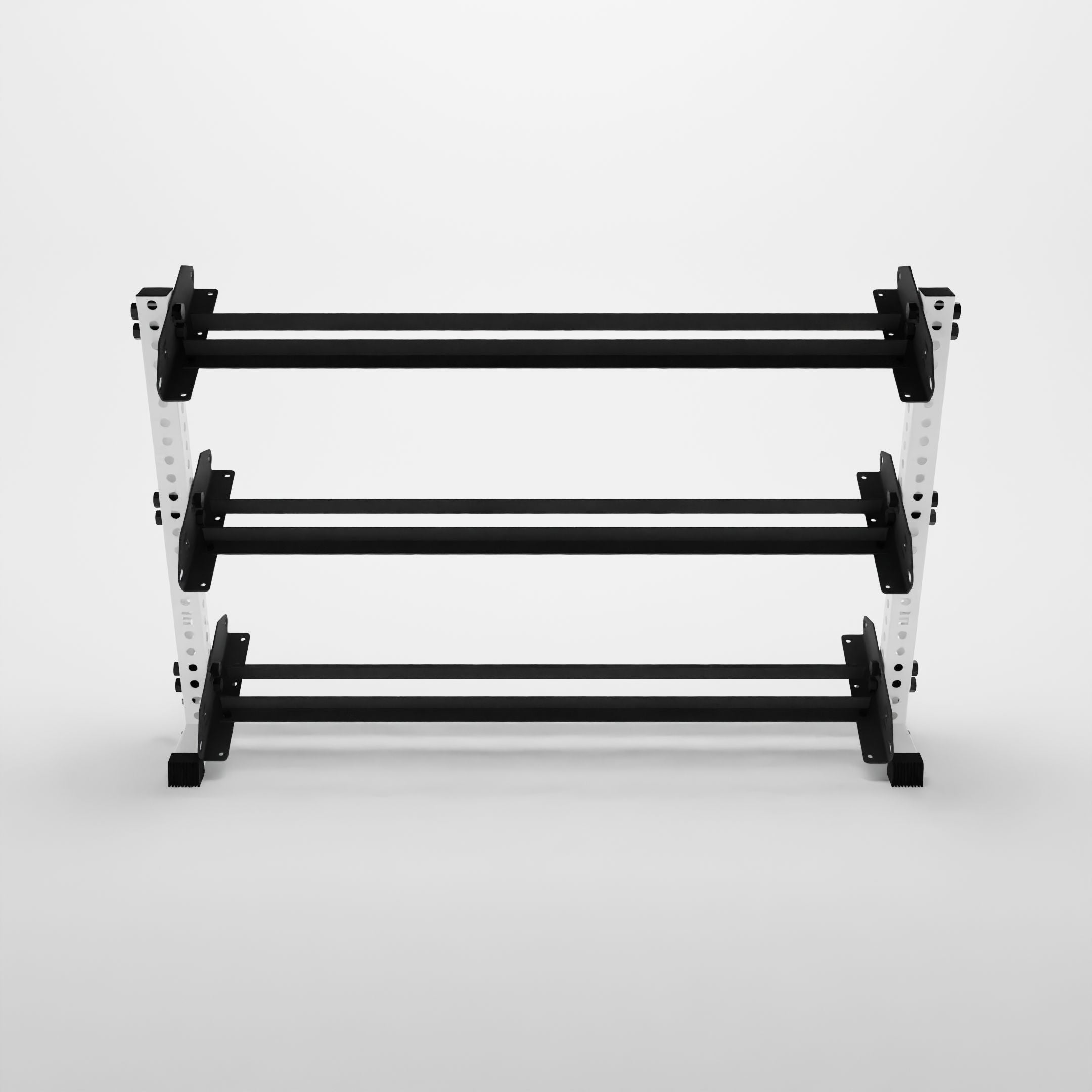 white 70-inch alpha 3-tier horizontal dumbbell rack