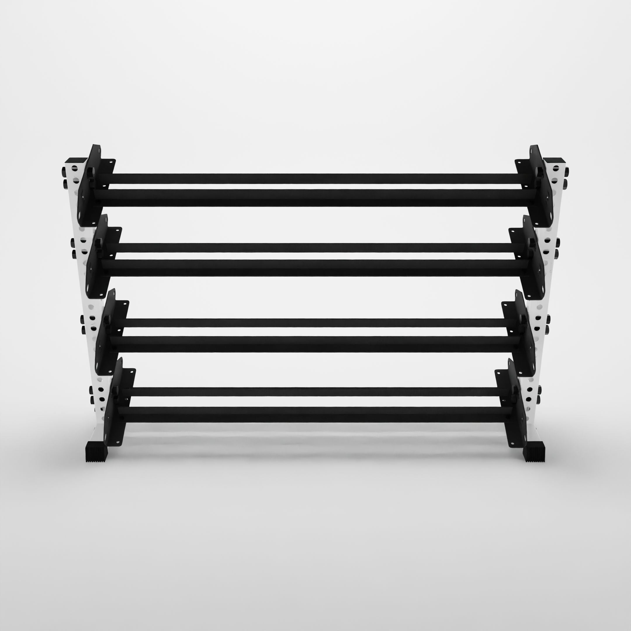 white 70-inch alpha 4-tier horizontal dumbbell rack