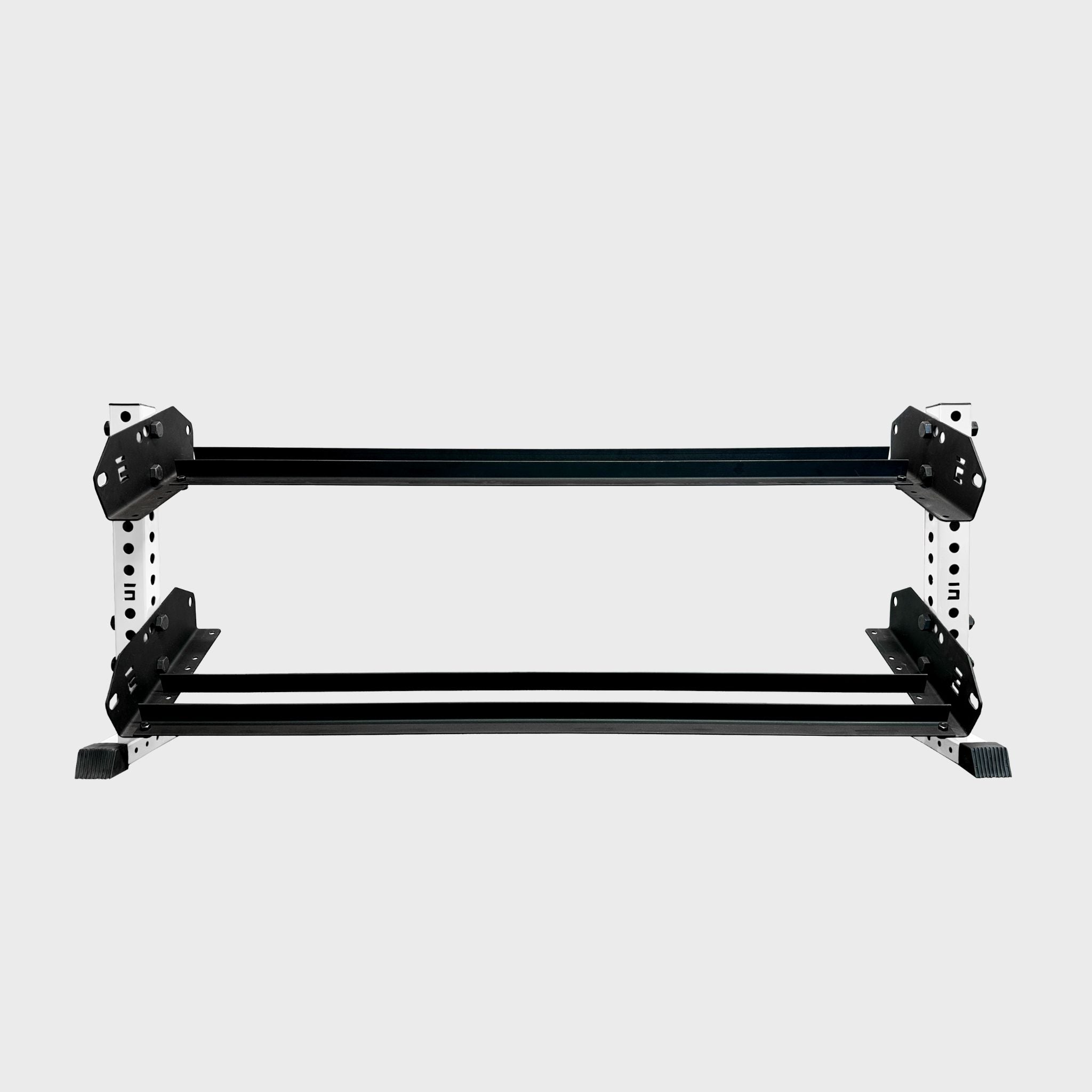 white empty 70-inch bravo 2-tier horizontal dumbbell storage rack